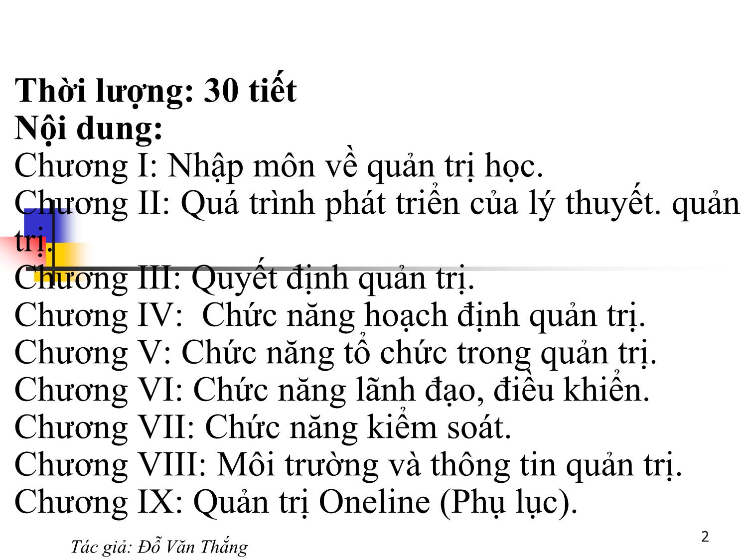 Bài giảng Quản trị học - Chương 1: Nhập môn quản trị học - Đỗ Văn Thắng trang 2