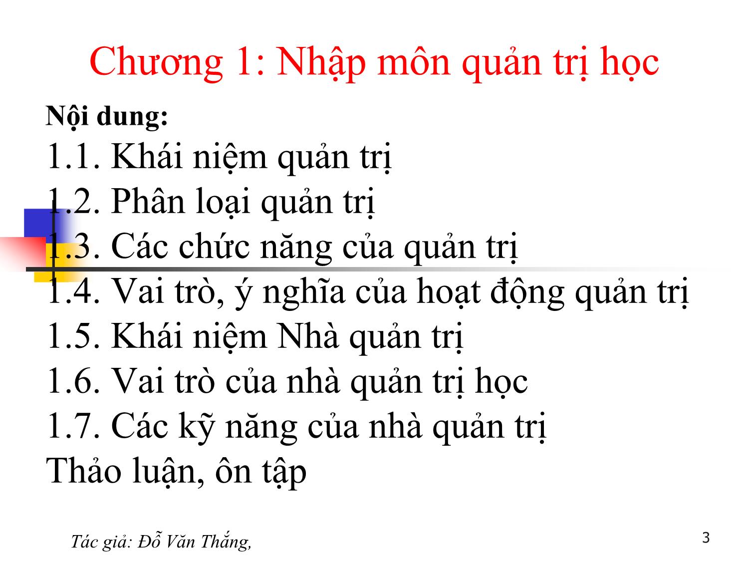 Bài giảng Quản trị học - Chương 1: Nhập môn quản trị học - Đỗ Văn Thắng trang 3