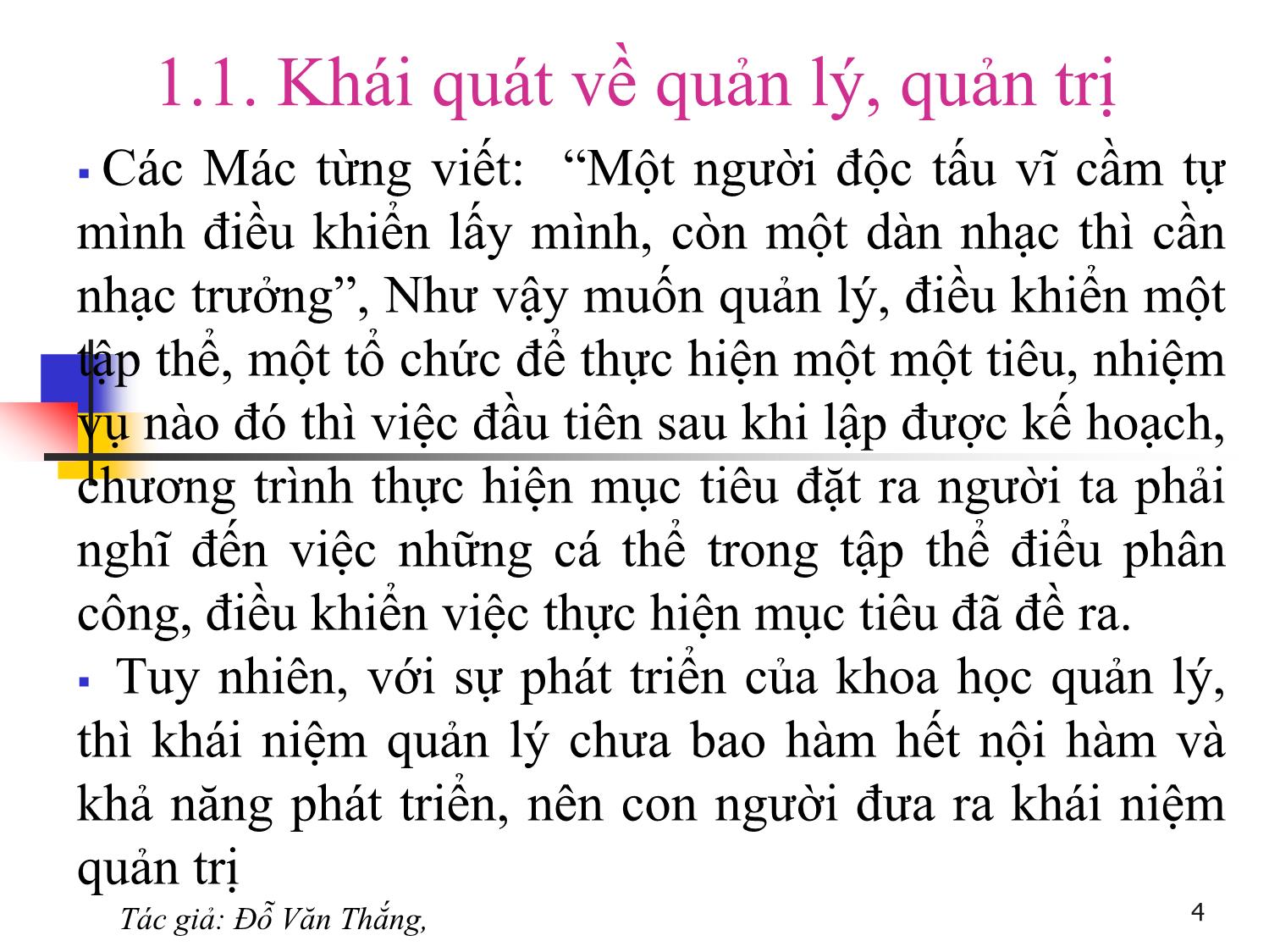 Bài giảng Quản trị học - Chương 1: Nhập môn quản trị học - Đỗ Văn Thắng trang 4