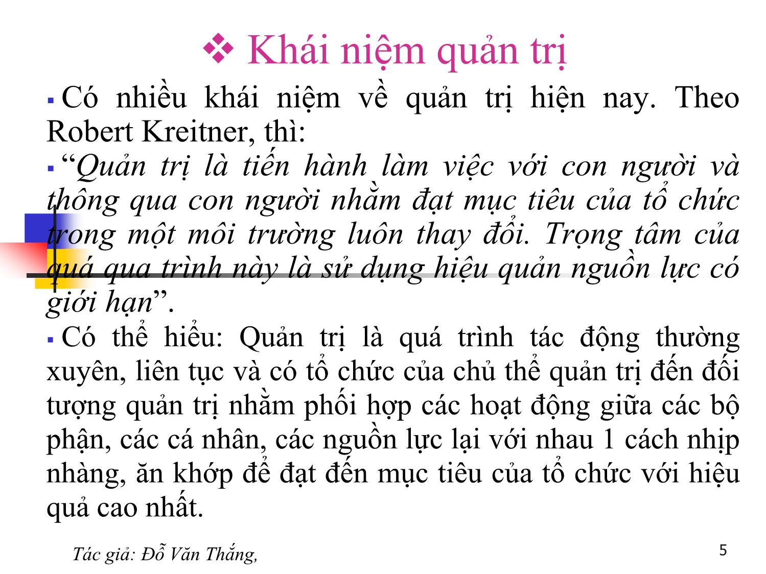 Bài giảng Quản trị học - Chương 1: Nhập môn quản trị học - Đỗ Văn Thắng trang 5