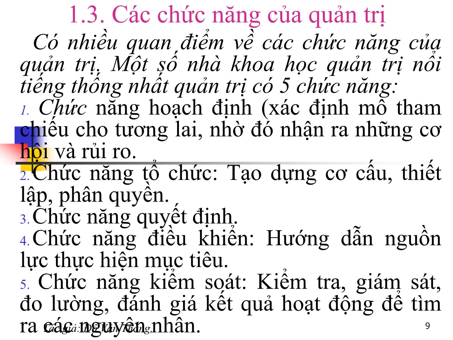 Bài giảng Quản trị học - Chương 1: Nhập môn quản trị học - Đỗ Văn Thắng trang 9