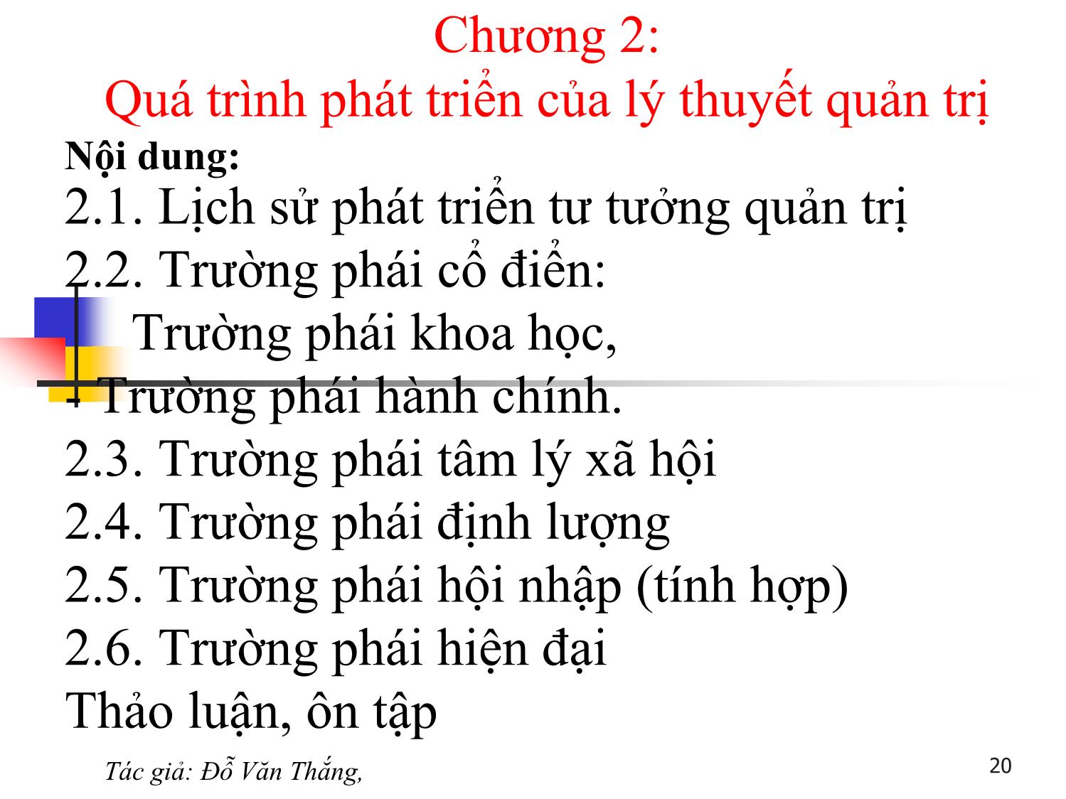 Bài giảng Quản trị học - Chương 2: Quá trình phát triển của lý thuyết quản trị - Đỗ Văn Thắng trang 1