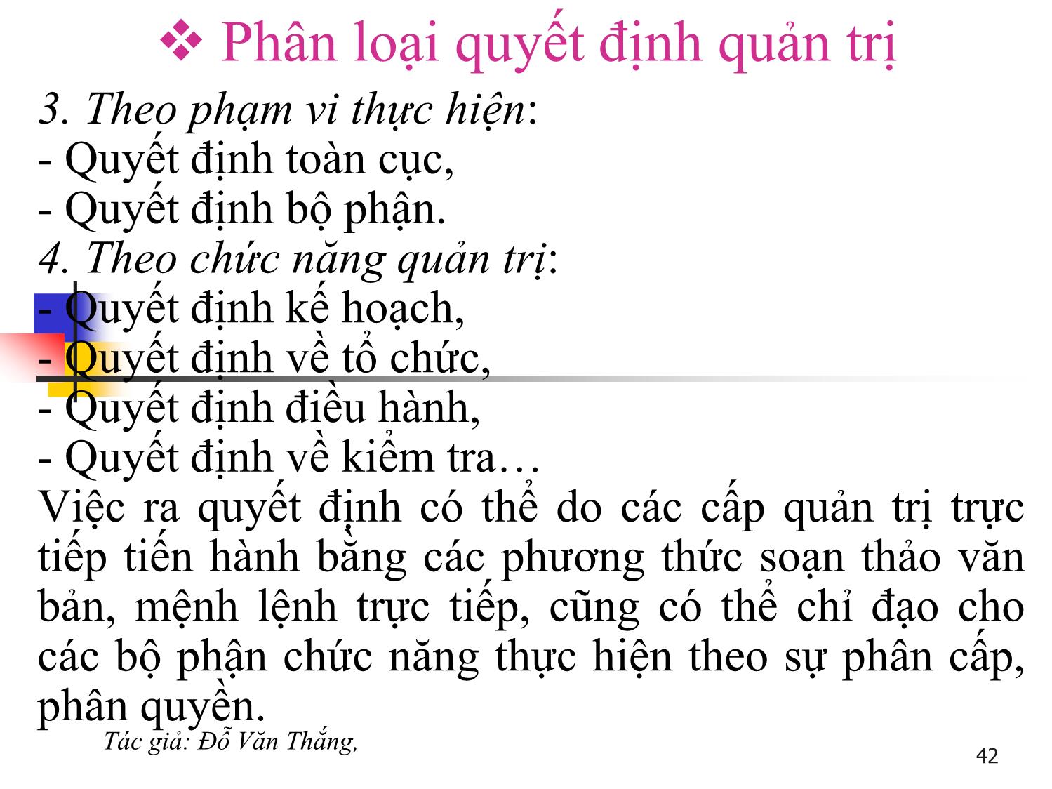 Bài giảng Quản trị học - Chương 3: Quyết định quản trị - Đỗ Văn Thắng trang 4