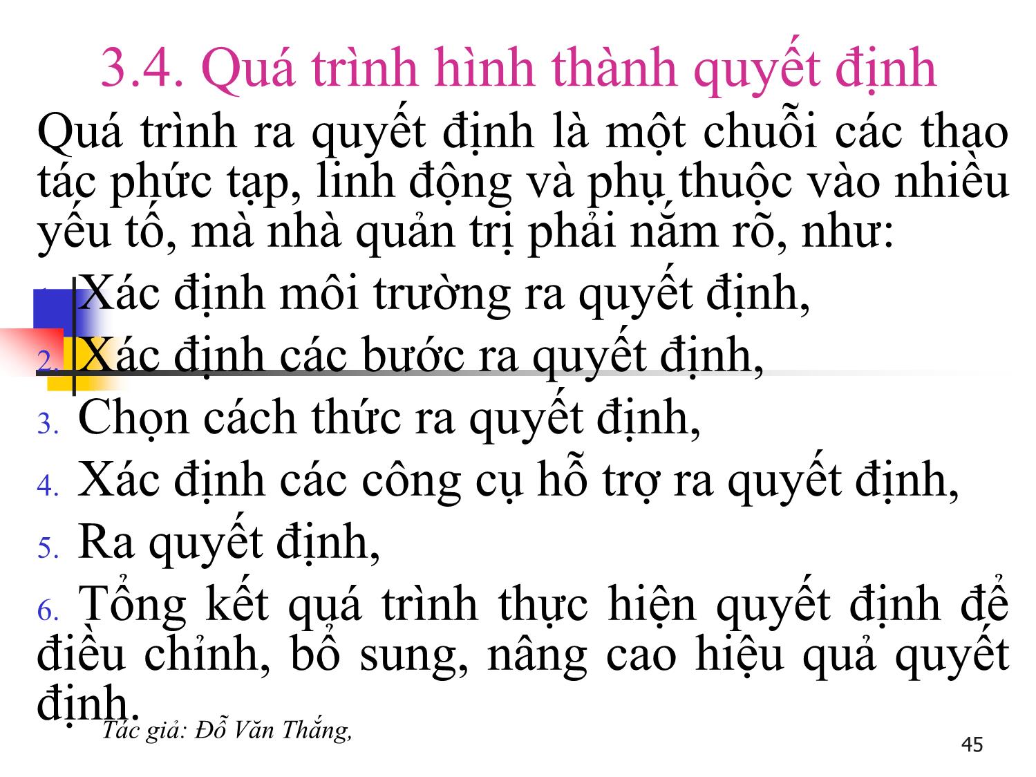 Bài giảng Quản trị học - Chương 3: Quyết định quản trị - Đỗ Văn Thắng trang 7