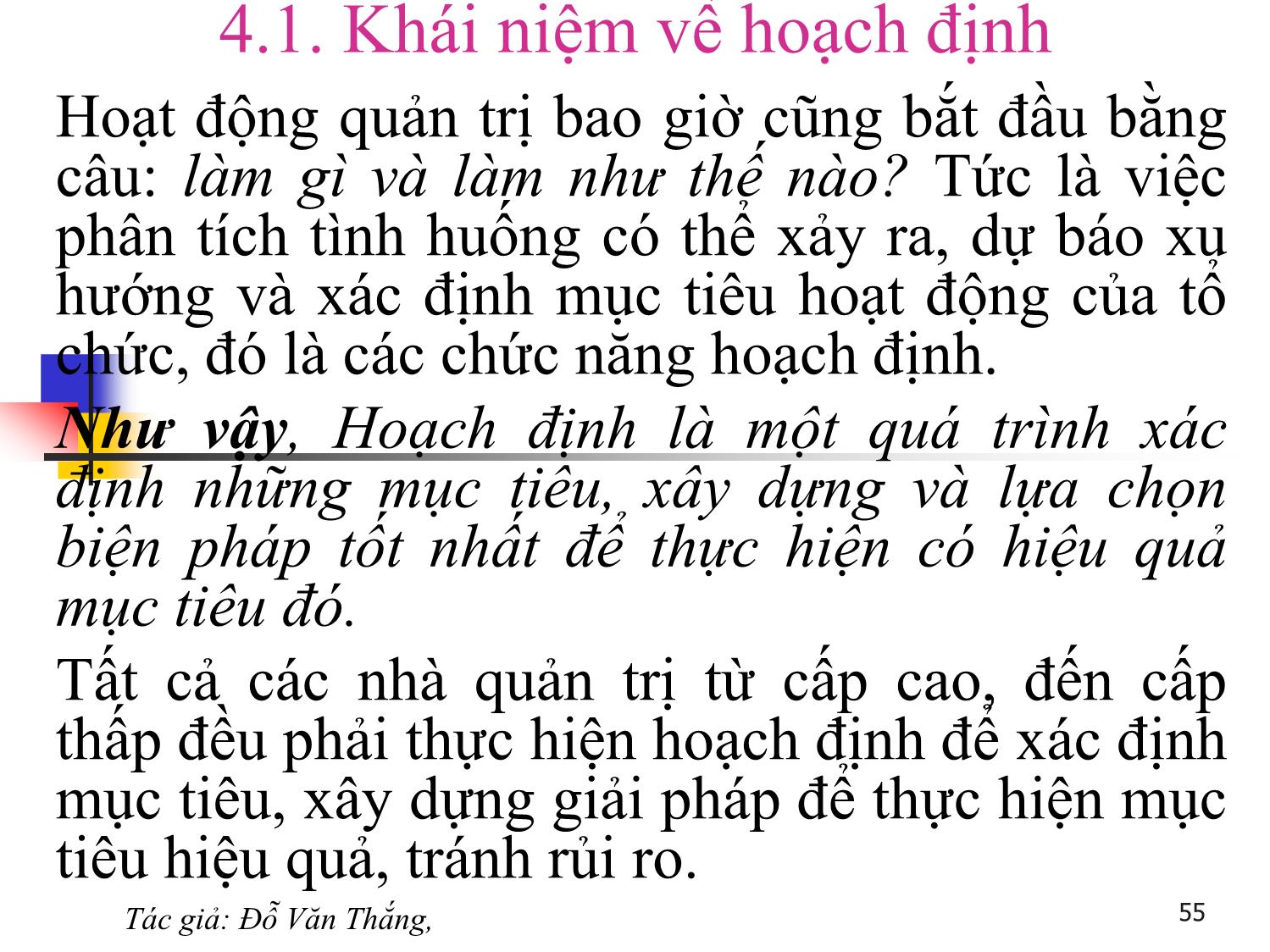 Bài giảng Quản trị học - Chương 4: Chức năng hoạch định trong quản trị - Đỗ Văn Thắng trang 2