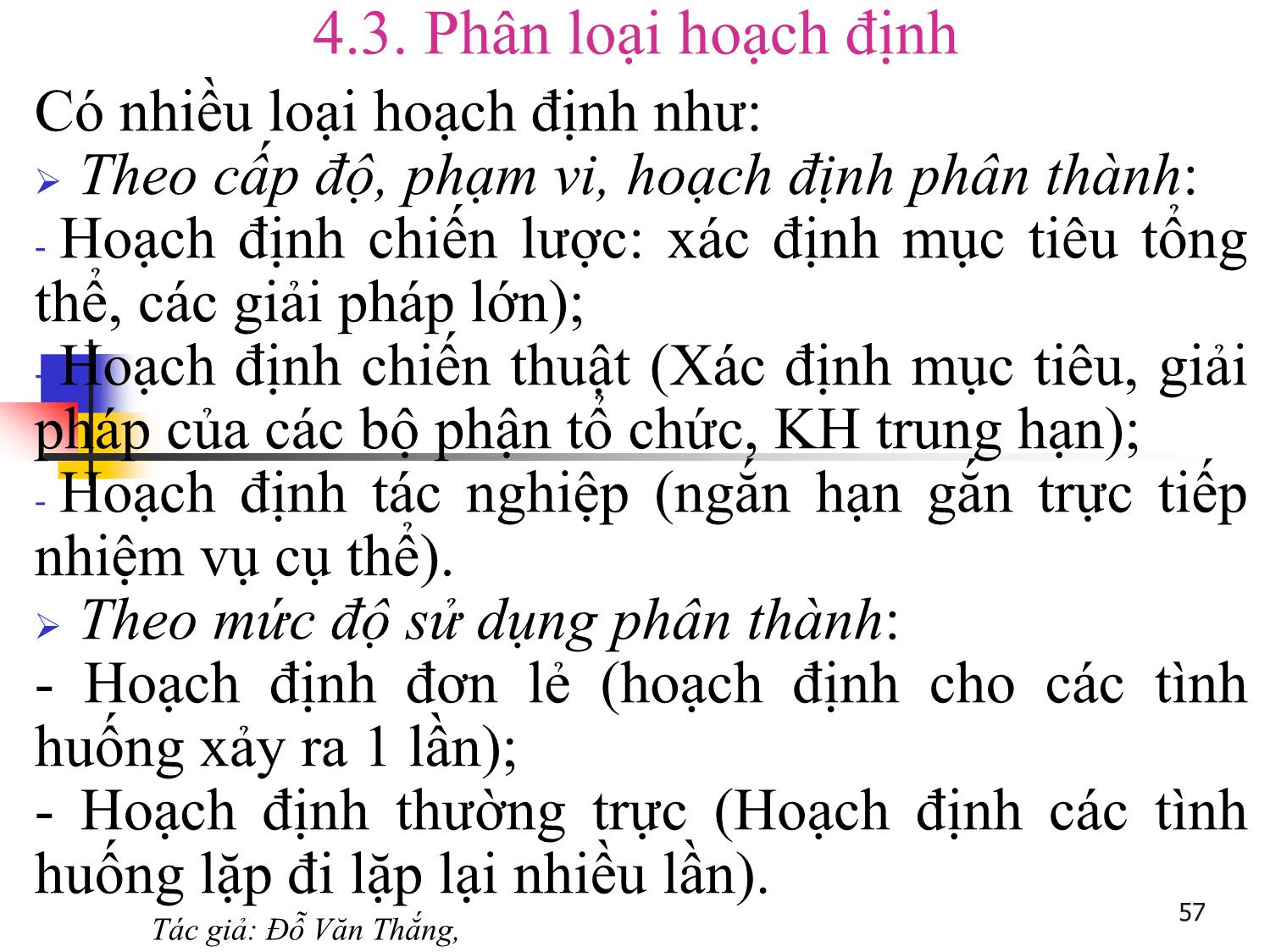 Bài giảng Quản trị học - Chương 4: Chức năng hoạch định trong quản trị - Đỗ Văn Thắng trang 4