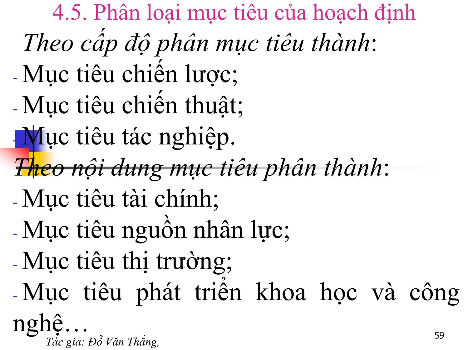 Bài giảng Quản trị học - Chương 4: Chức năng hoạch định trong quản trị - Đỗ Văn Thắng trang 6