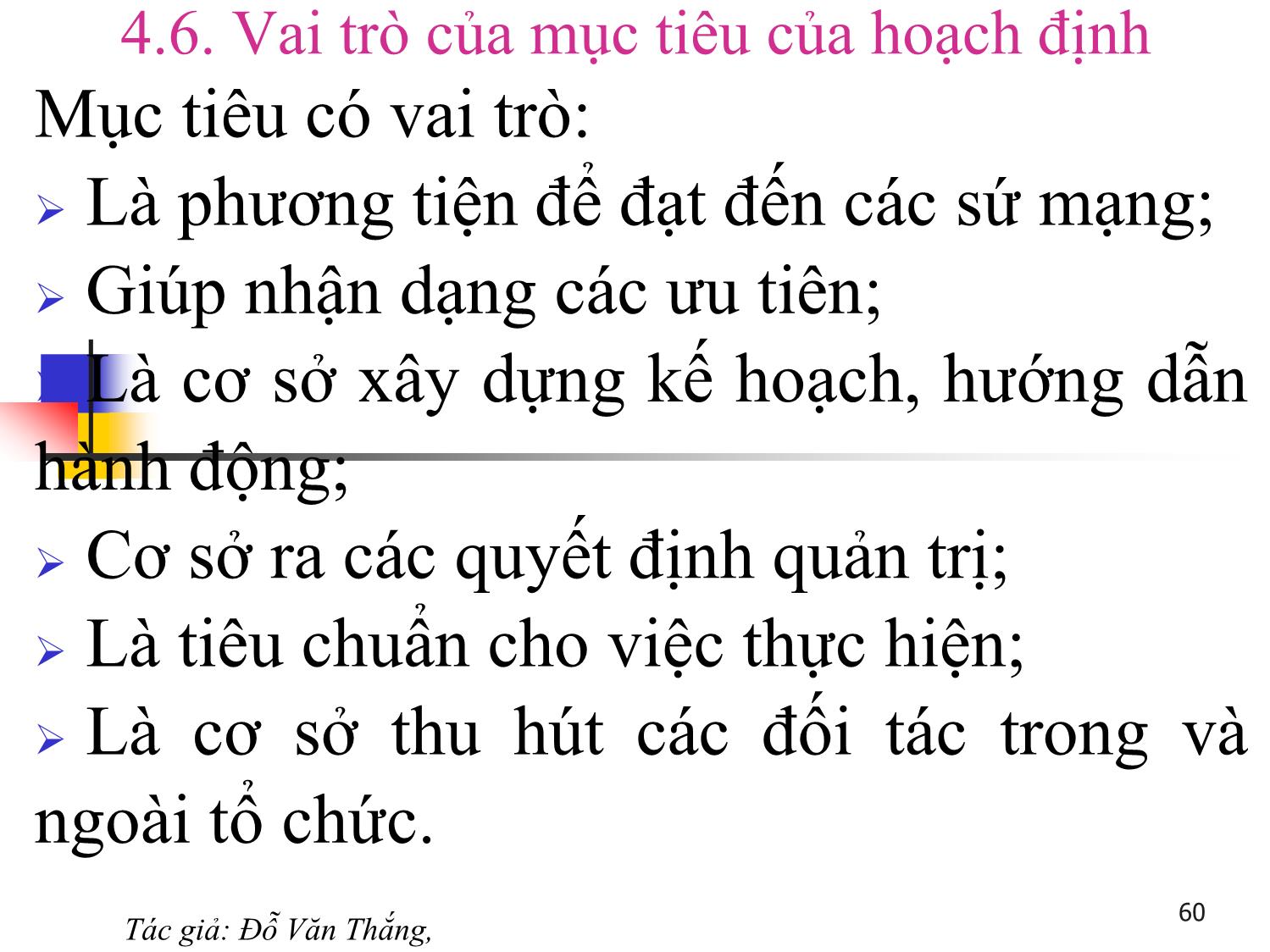 Bài giảng Quản trị học - Chương 4: Chức năng hoạch định trong quản trị - Đỗ Văn Thắng trang 7