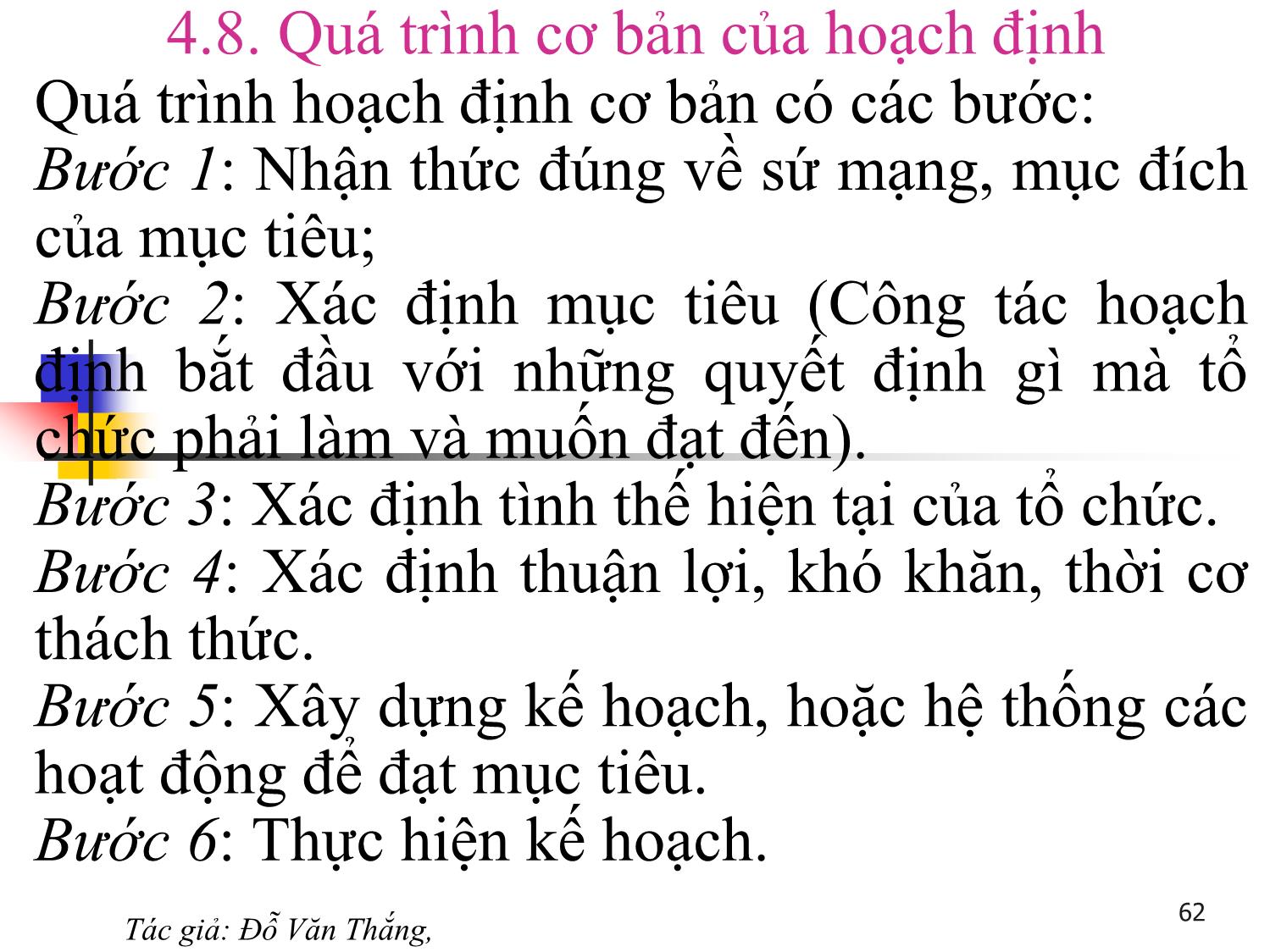 Bài giảng Quản trị học - Chương 4: Chức năng hoạch định trong quản trị - Đỗ Văn Thắng trang 9