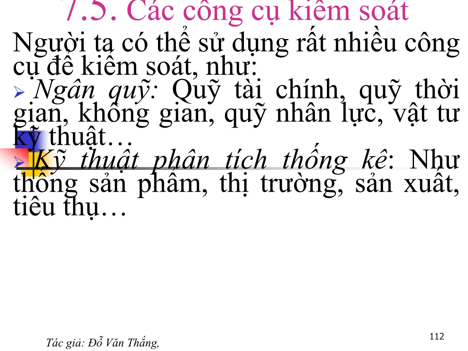 Bài giảng Quản trị học - Chương 7: Chức năng kiểm soát - Đỗ Văn Thắng trang 10