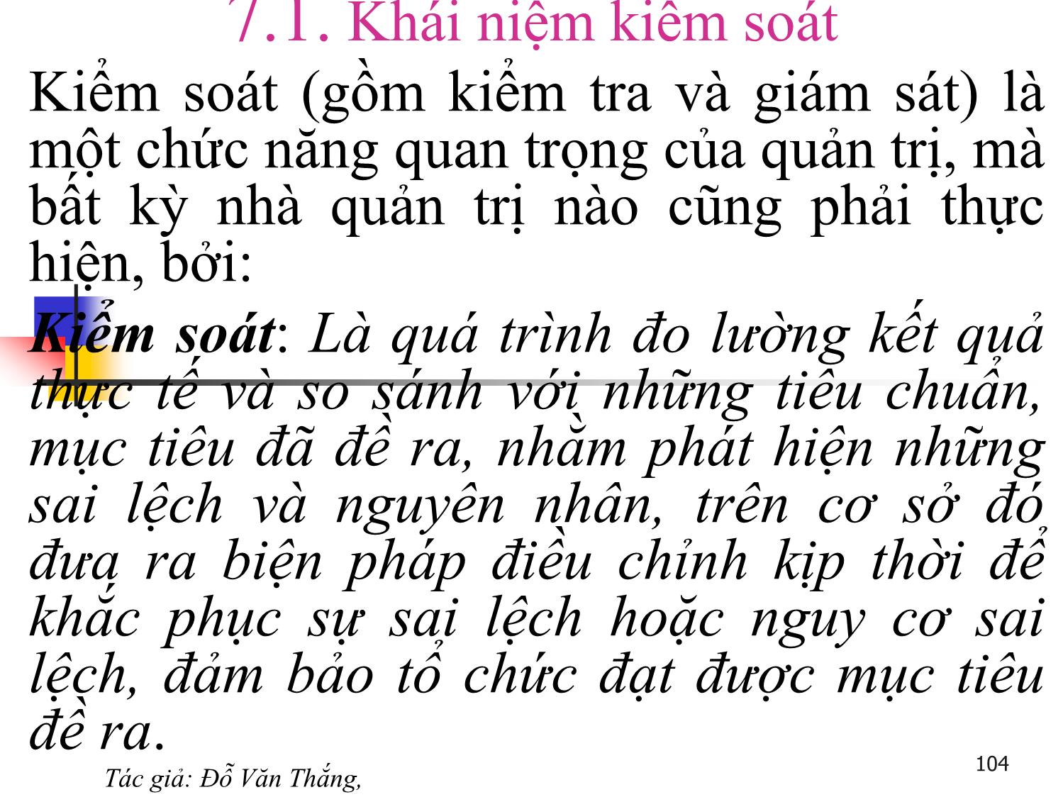 Bài giảng Quản trị học - Chương 7: Chức năng kiểm soát - Đỗ Văn Thắng trang 2