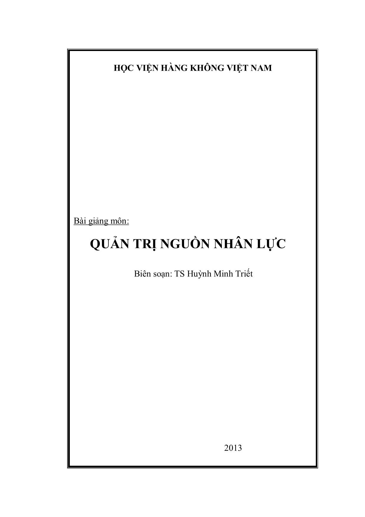 Giáo trình Quản trị nguồn nhân lực - Huỳnh Minh Triết trang 1