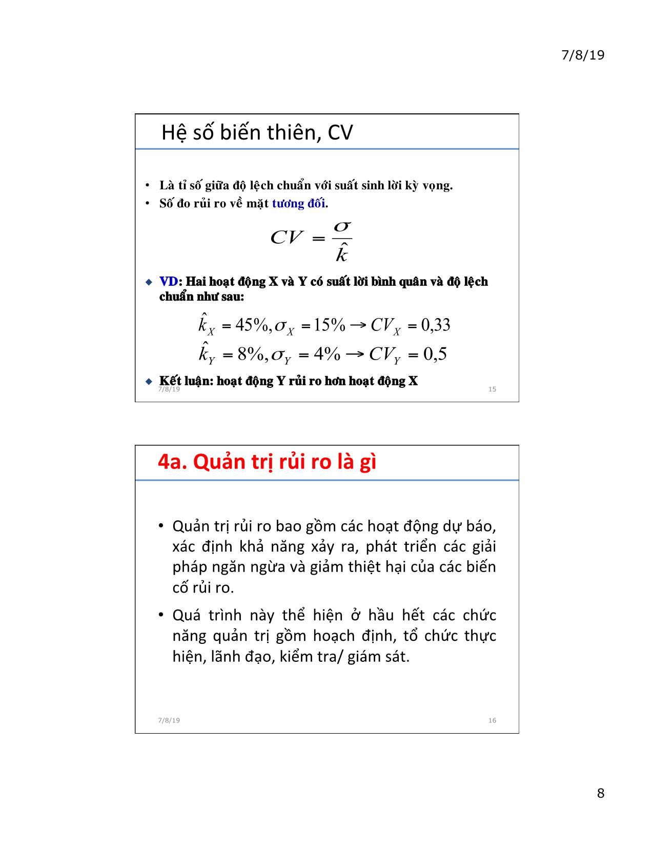 Bài giảng Quản trị rủi ro tài chính - Huỳnh Thanh Điền trang 8