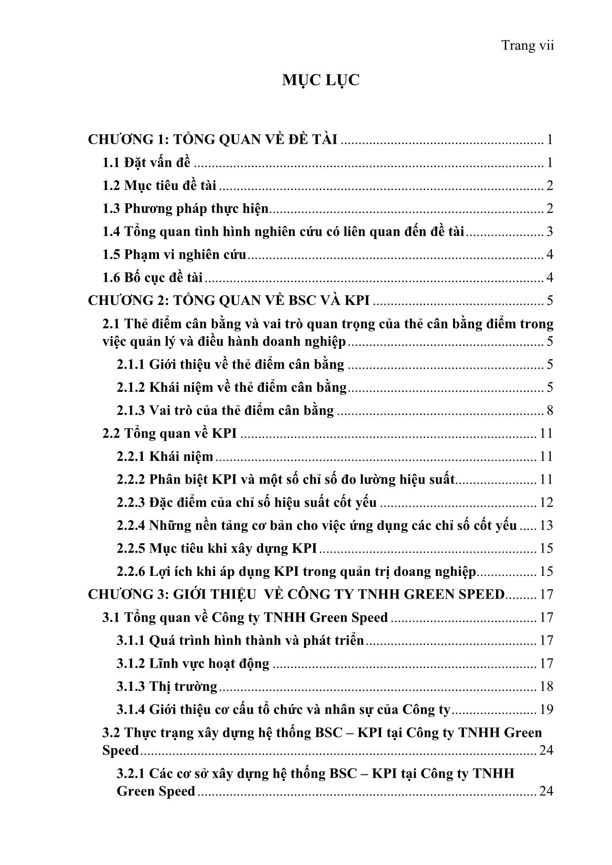 Đề tài Xây dựng hệ thống BSC - KPI cho công ty TNHH đóng gói và cung ứng nhân sự Green Speed trang 8