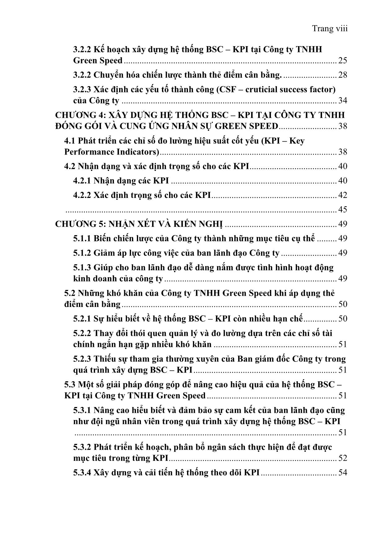 Đề tài Xây dựng hệ thống BSC - KPI cho công ty TNHH đóng gói và cung ứng nhân sự Green Speed trang 9