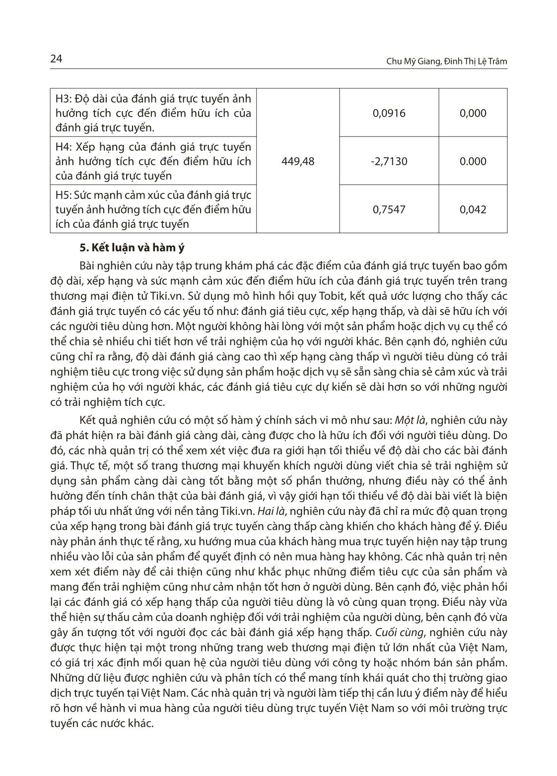 Các yếu tố ảnh hưởng đến điểm hữu ích của đánh giá trực tuyến của người dùng trên các trang thương mại điện tử ở Việt Nam: Nghiên cứu trường hợp Tiki.vn trang 8