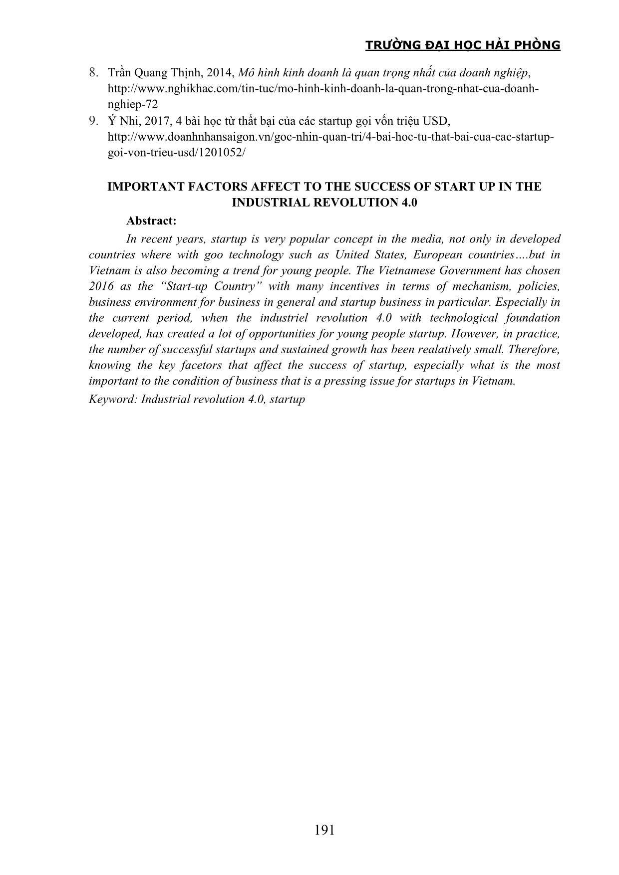 Các yếu tố quan trọng ảnh hưởng đến sự thành công của khởi nghiệp trong thời kỳ cách mạng công nghiệp 4.0 trang 7