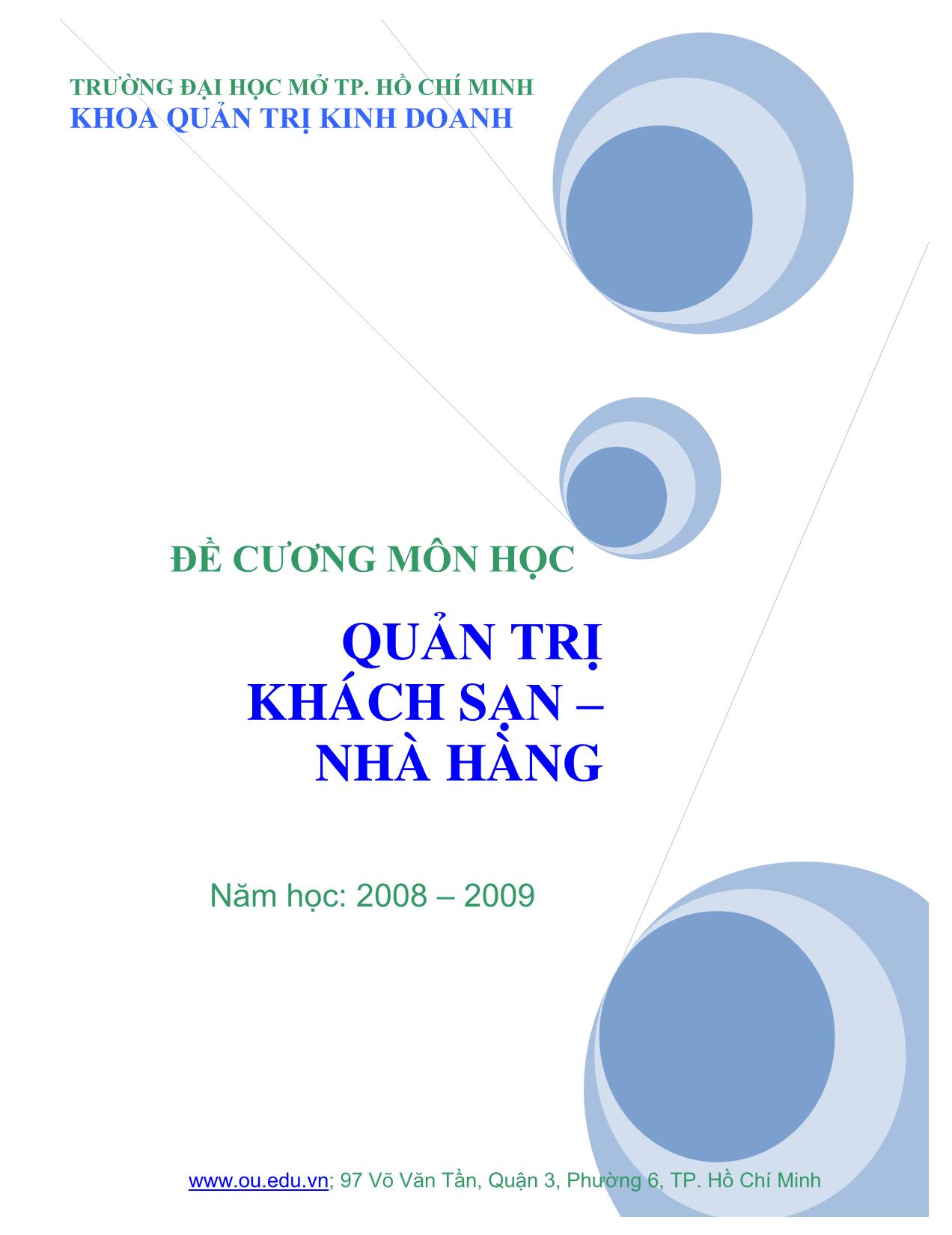 Đề cương Quản trị khách sạn, nhà hành trang 1