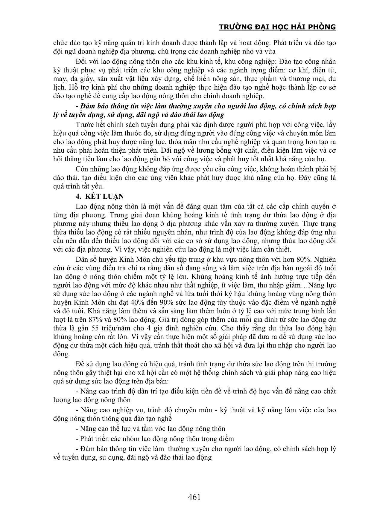 Dư thừa sức lao động ở nông thôn trong thời kỳ hậu khủng hoảng kinh tế: Nghiên cứu điểm ở huyện Kinh Môn, tỉnh Hải Dương trang 8