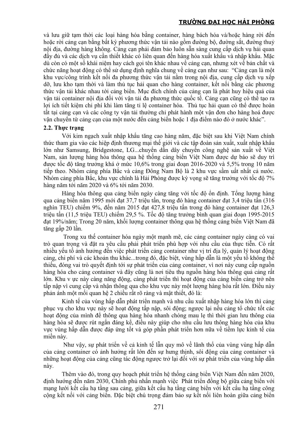 Giải pháp mở rộng vùng hấp dẫn cảng Hải phòng theo hướng phát triển các cảng cạn khu vực miền Bắc Việt Nam trang 2