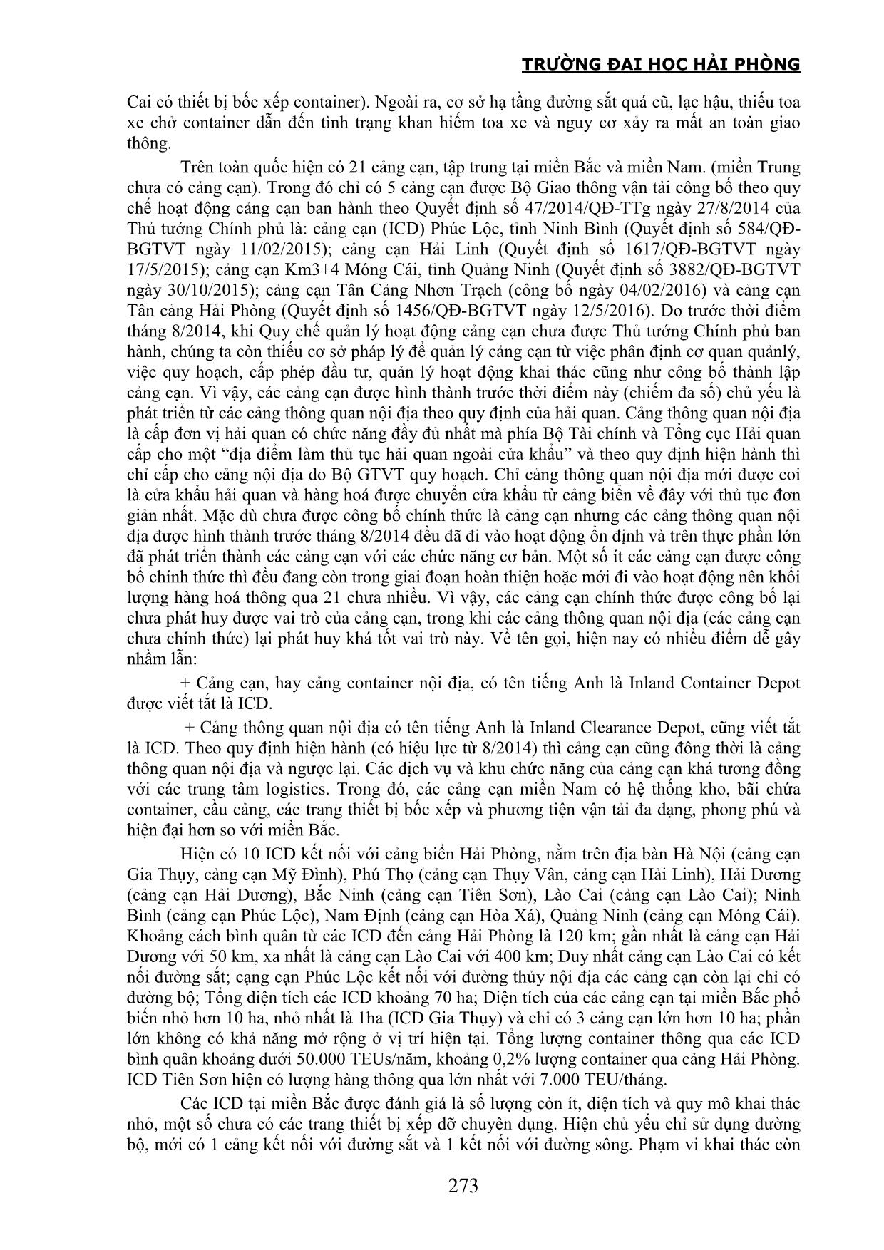 Giải pháp mở rộng vùng hấp dẫn cảng Hải phòng theo hướng phát triển các cảng cạn khu vực miền Bắc Việt Nam trang 4