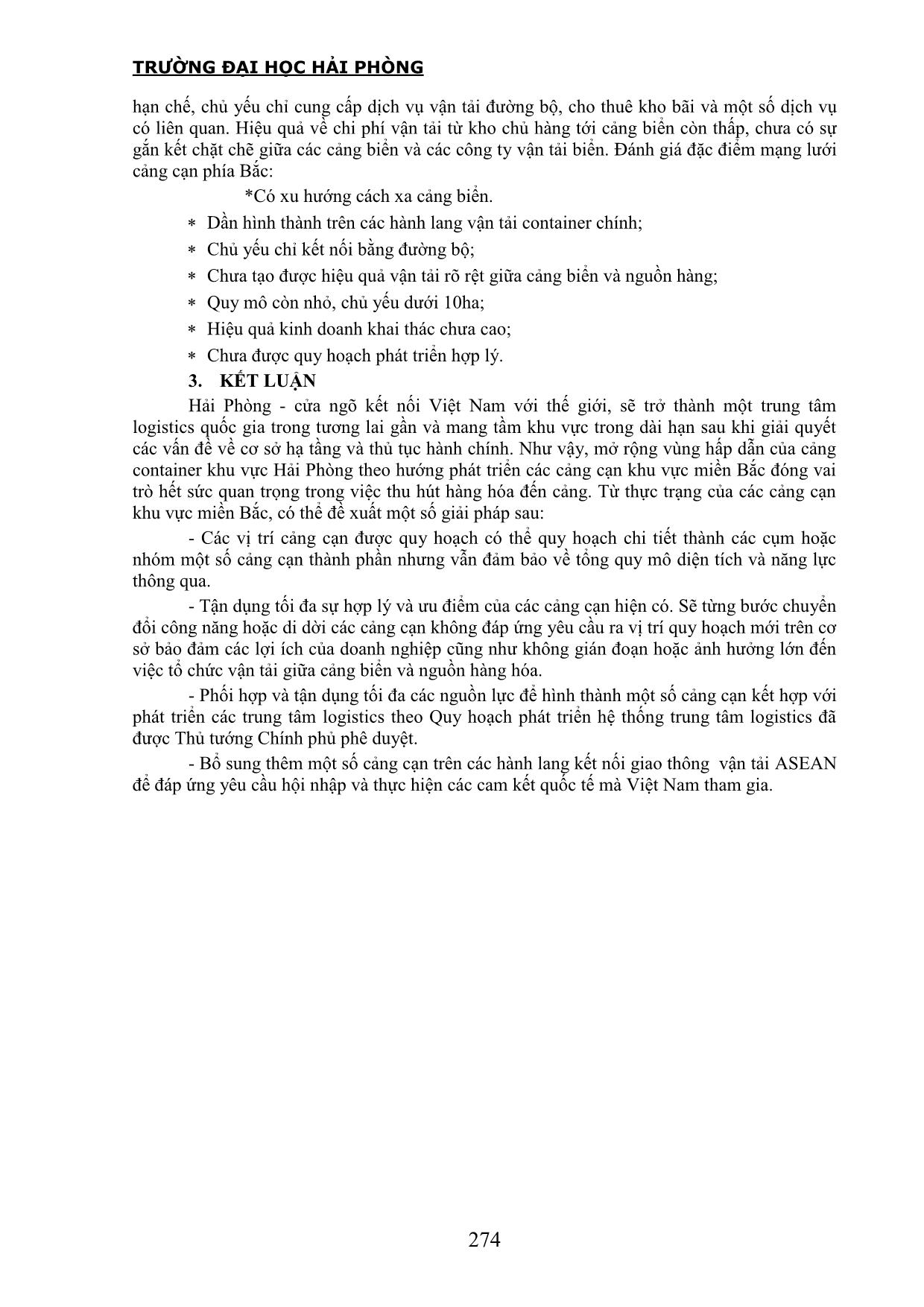 Giải pháp mở rộng vùng hấp dẫn cảng Hải phòng theo hướng phát triển các cảng cạn khu vực miền Bắc Việt Nam trang 5