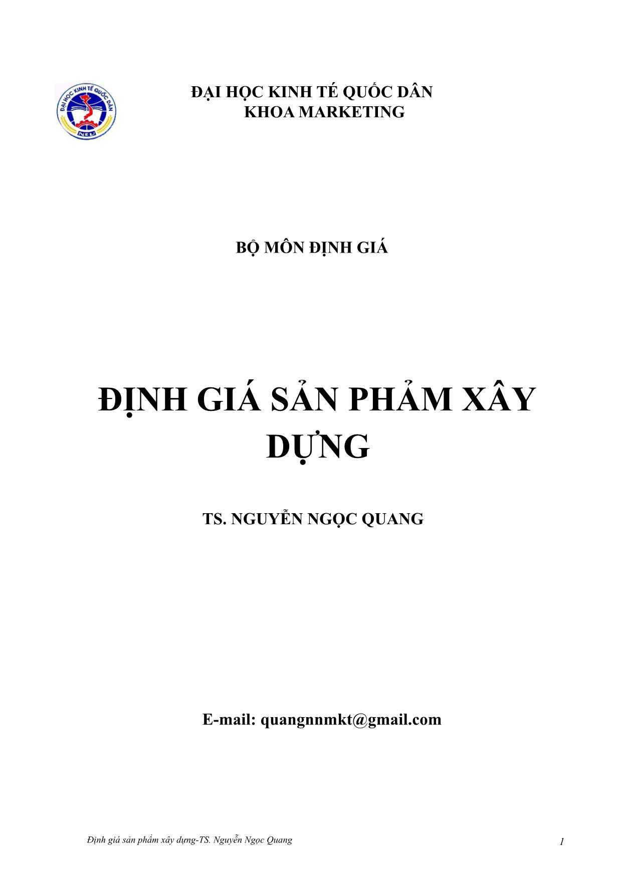 Giáo trình Định giá sản phảm xây dựng trang 1