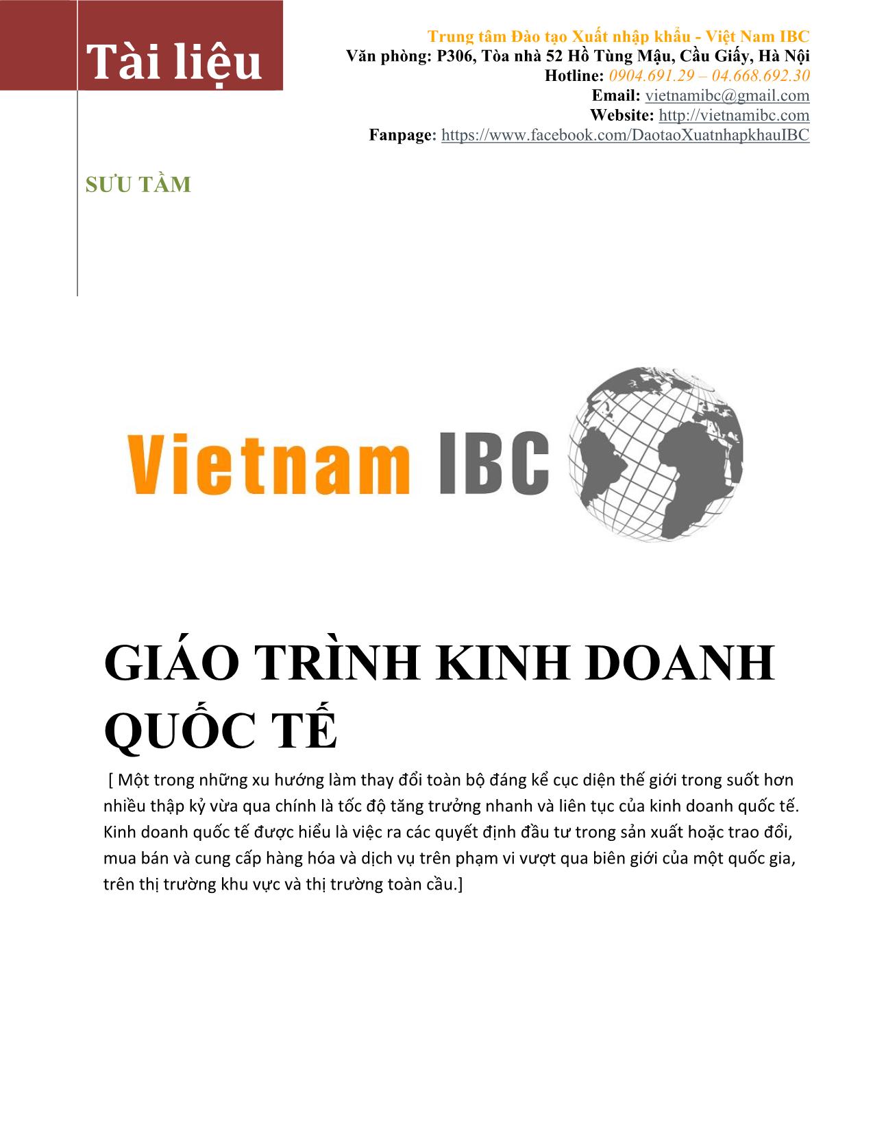 Giáo trình Kinh doanh quốc tế (Phần 1) trang 1