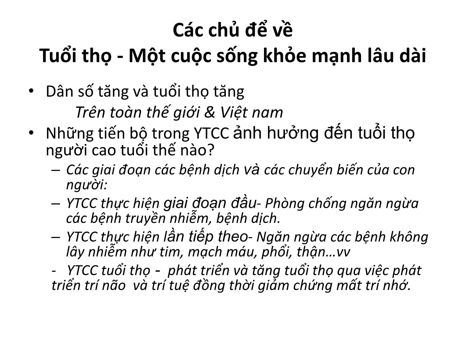 Bài giảng Y tế công cộng và khuyến cáo chăm sóc sức khỏe người cao tuổi trang 2