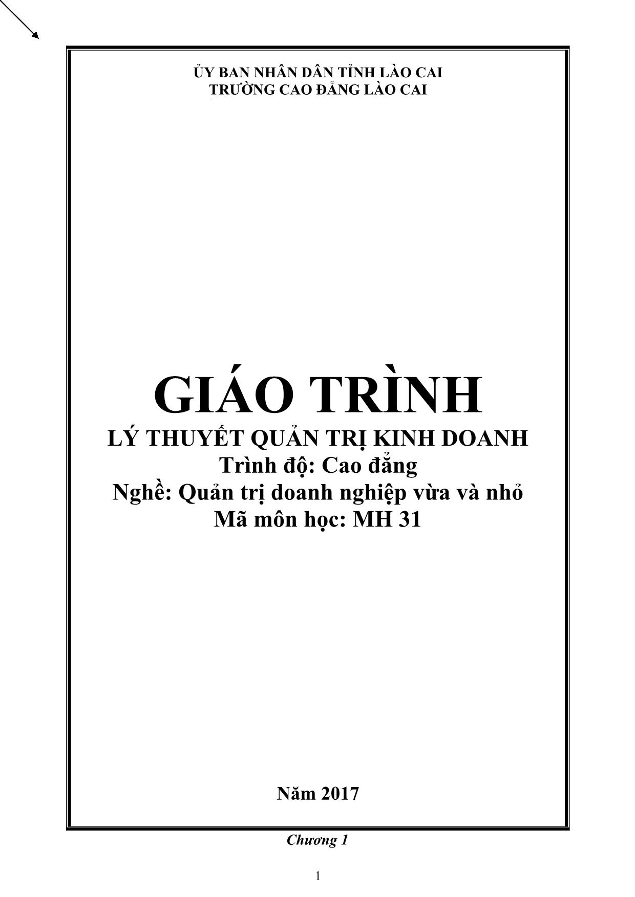 Giáo trình Quản trị doanh nghiệp vừa và nhỏ - Lý thuyết quản trị kinh doanh trang 1