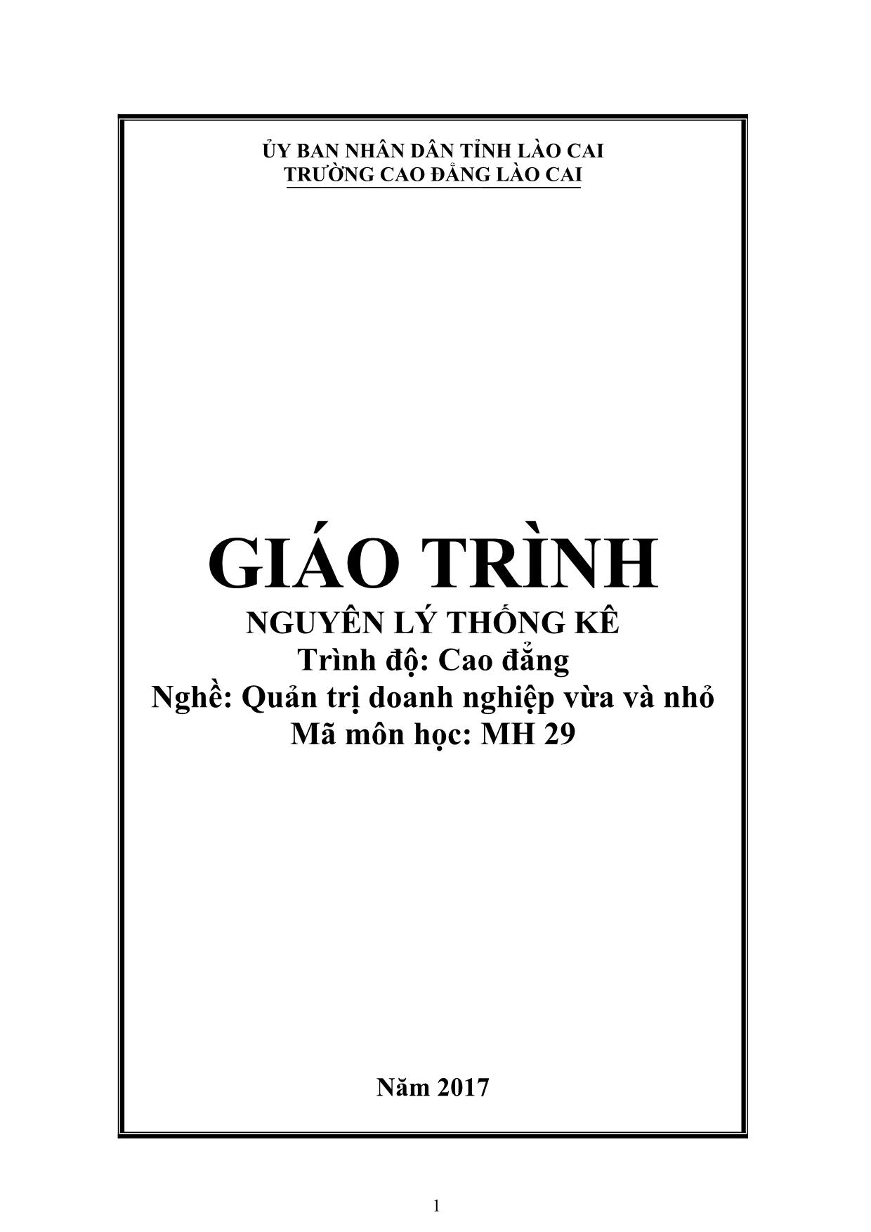 Giáo trình Quản trị doanh nghiệp vừa và nhỏ - Nguyên lý thống kê trang 1