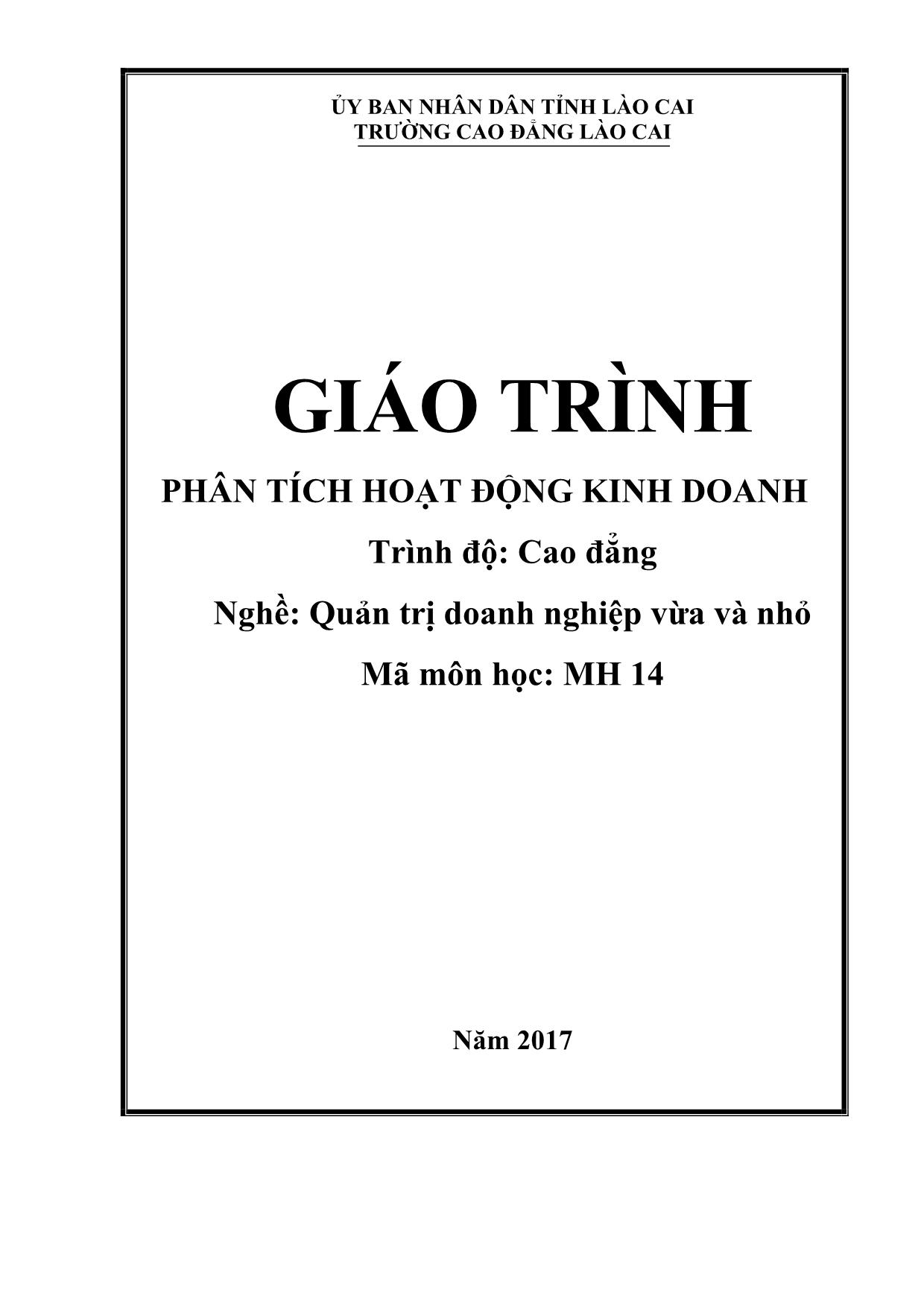 Giáo trình Quản trị doanh nghiệp vừa và nhỏ - Phân tích hoạt động kinh doanh trang 1