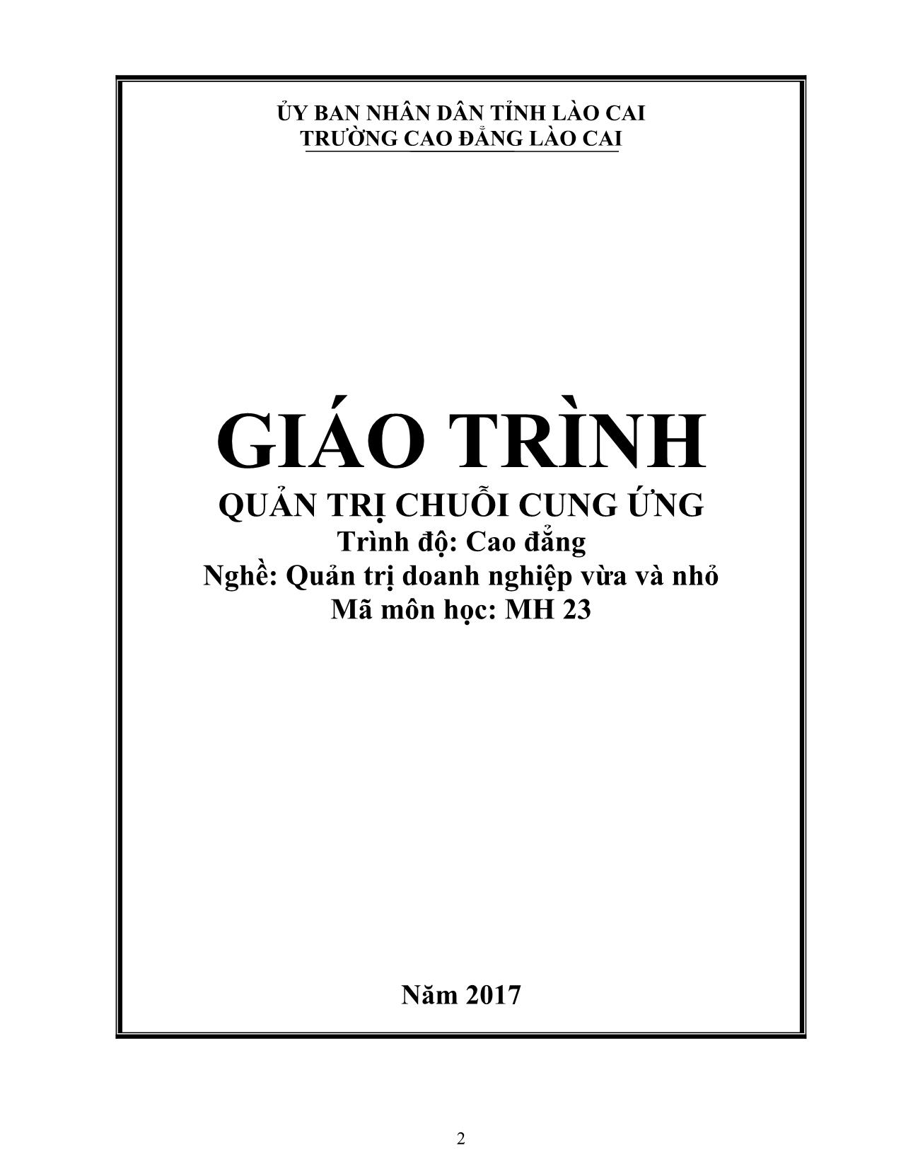 Giáo trình Quản trị doanh nghiệp vừa và nhỏ - Quản trị chuỗi cung ứng trang 2