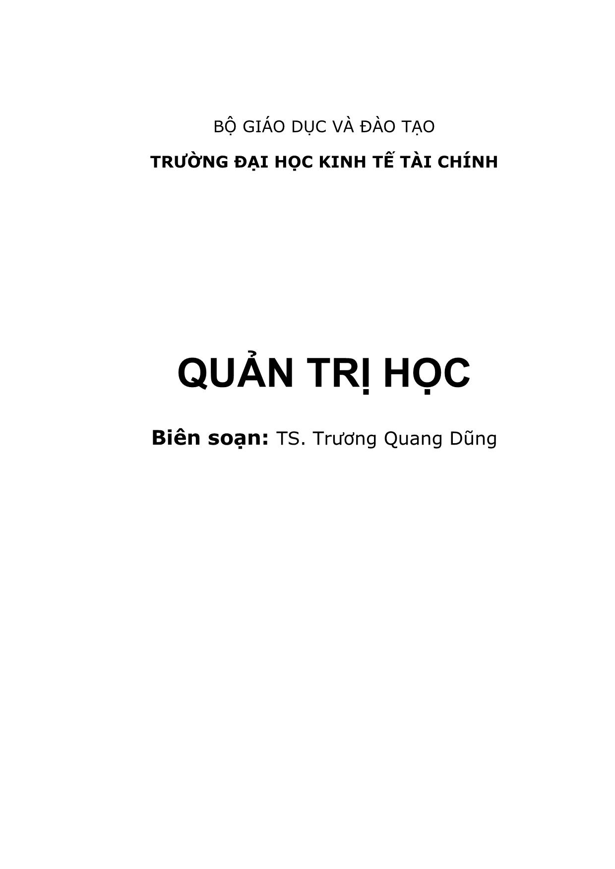 Giáo trình Quản trị học - Trương Quang Dũng trang 1