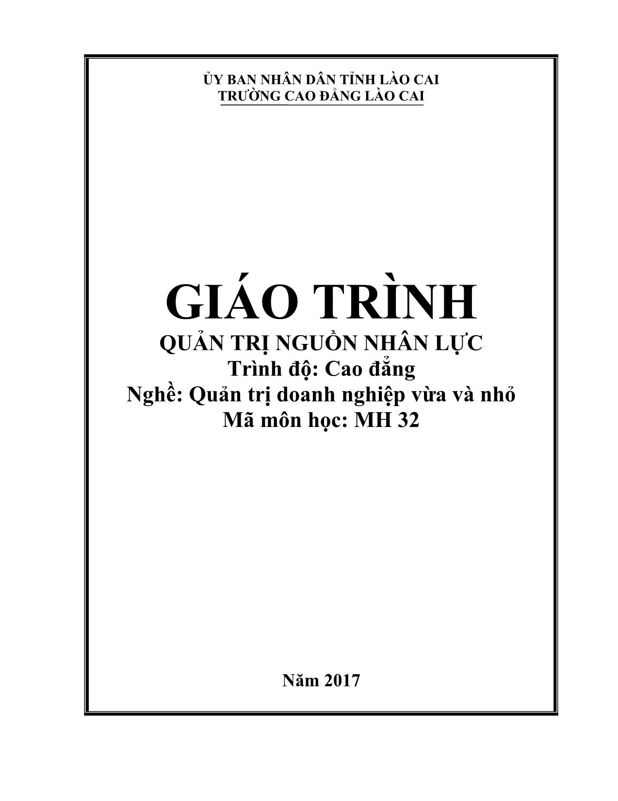 Giáo trình Quản trị doanh nghiệp vừa và nhỏ - Quản trị nguồn nhân lực trang 1