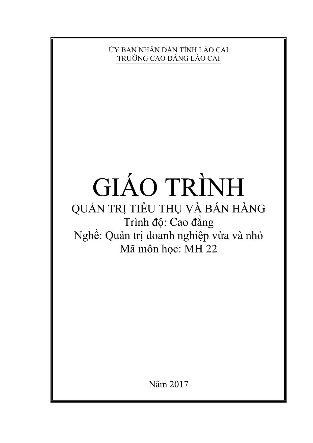 Giáo trình Quản trị doanh nghiệp vừa và nhỏ - Quản trị tiêu thụ và bán hàng trang 1