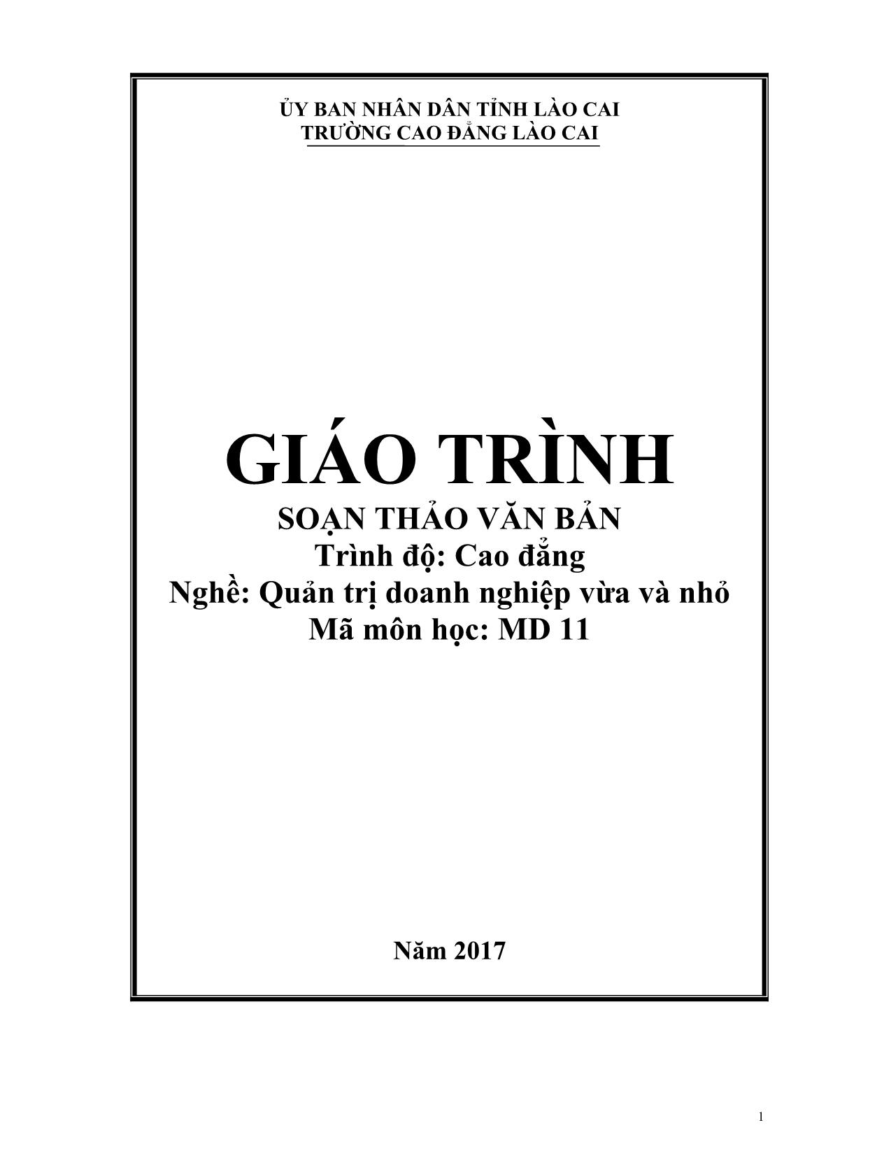 Giáo trình Quản trị doanh nghiệp vừa và nhỏ - Soạn thảo văn bản trang 1