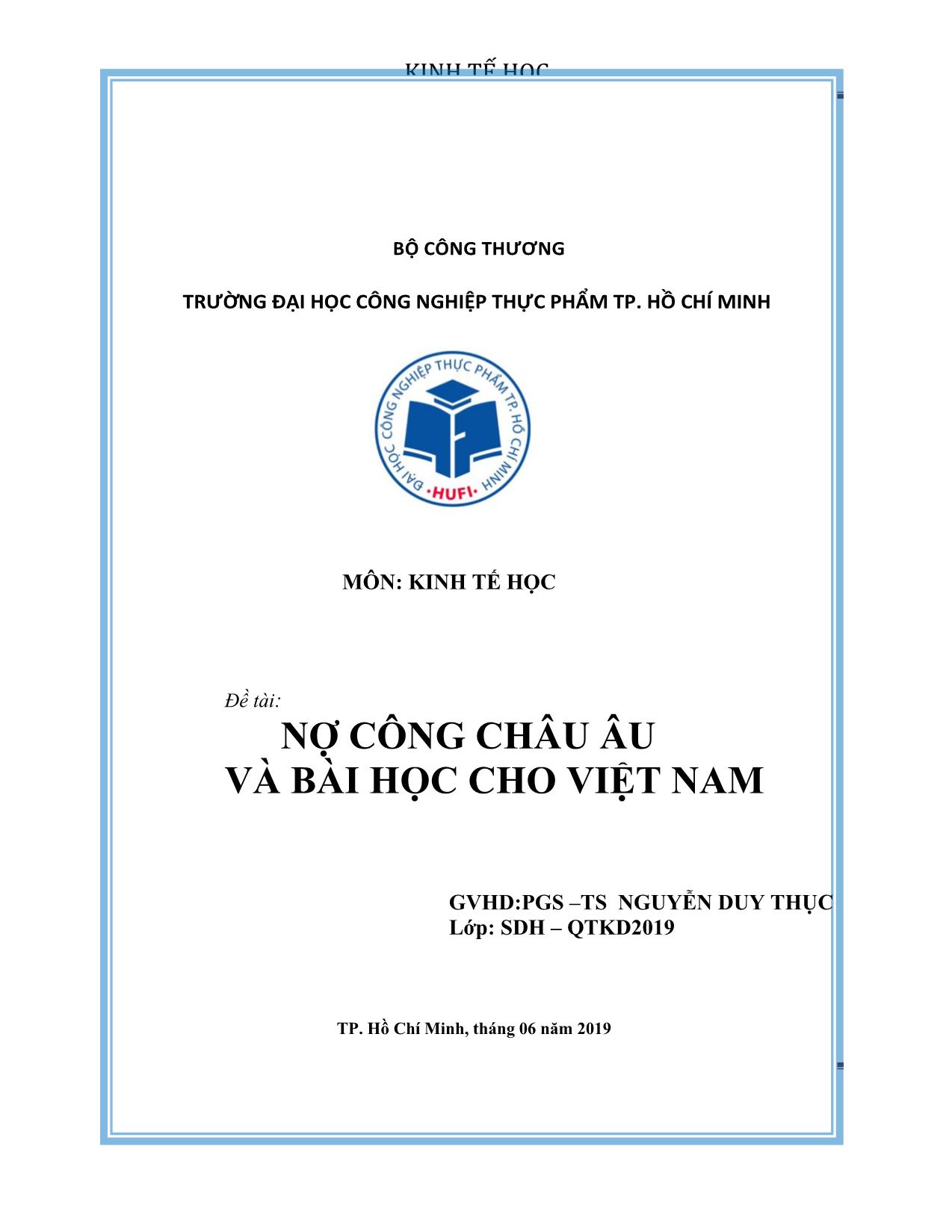 Đề tài Nợ công châu Âu và bài học cho Việt Nam trang 1