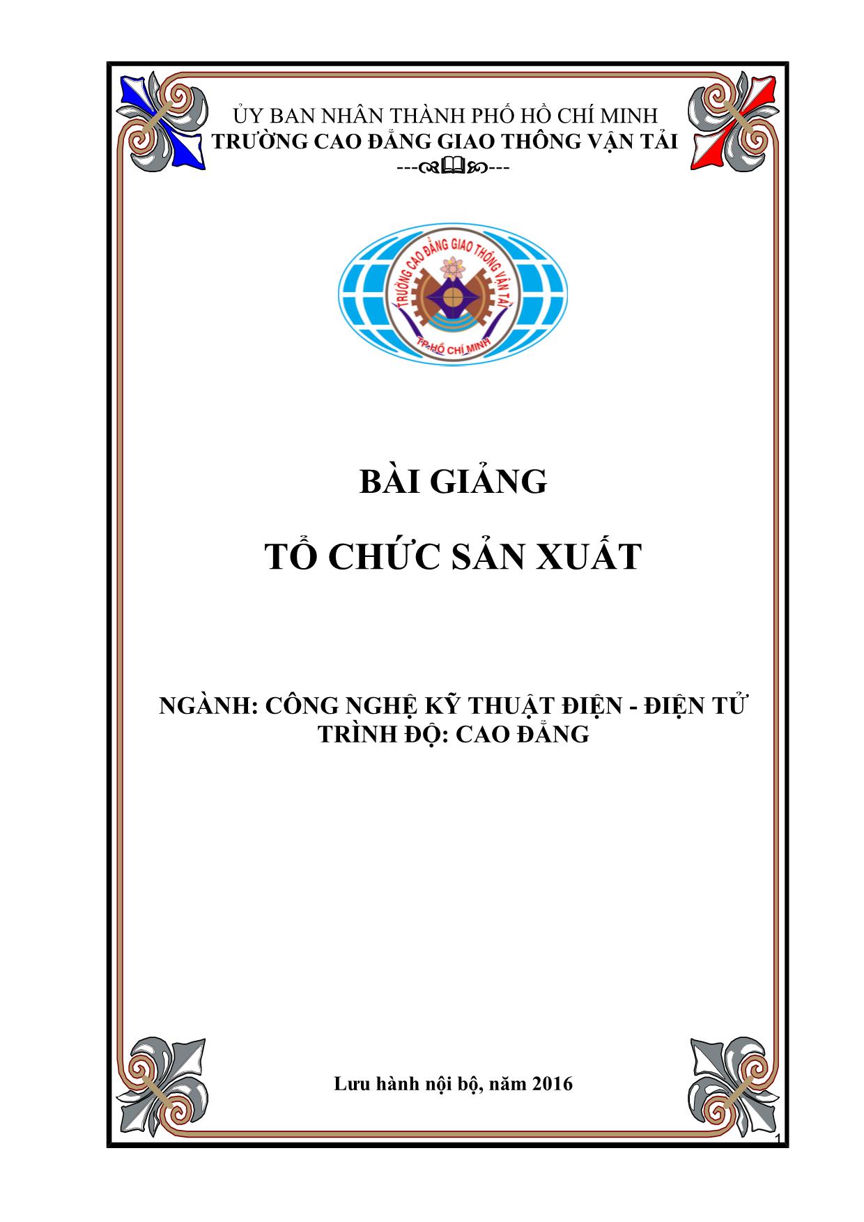 Giáo trình Công nghệ kỹ thuật điện. Điện tử - Tổ chức sản xuất trang 1