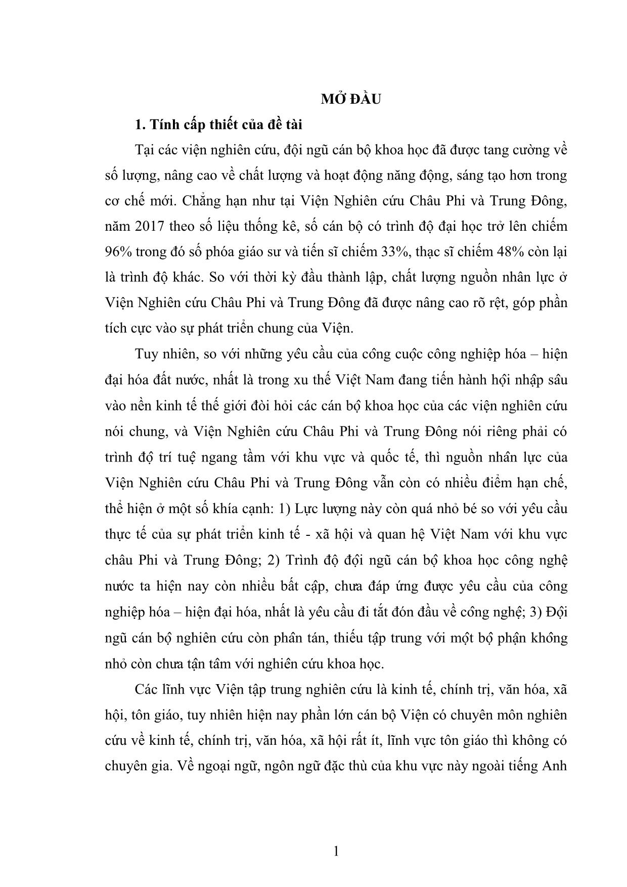 Luận văn Đào tạo nguồn nhân lực tại viện nghiên cứu châu Phi và Trung Đông trang 5