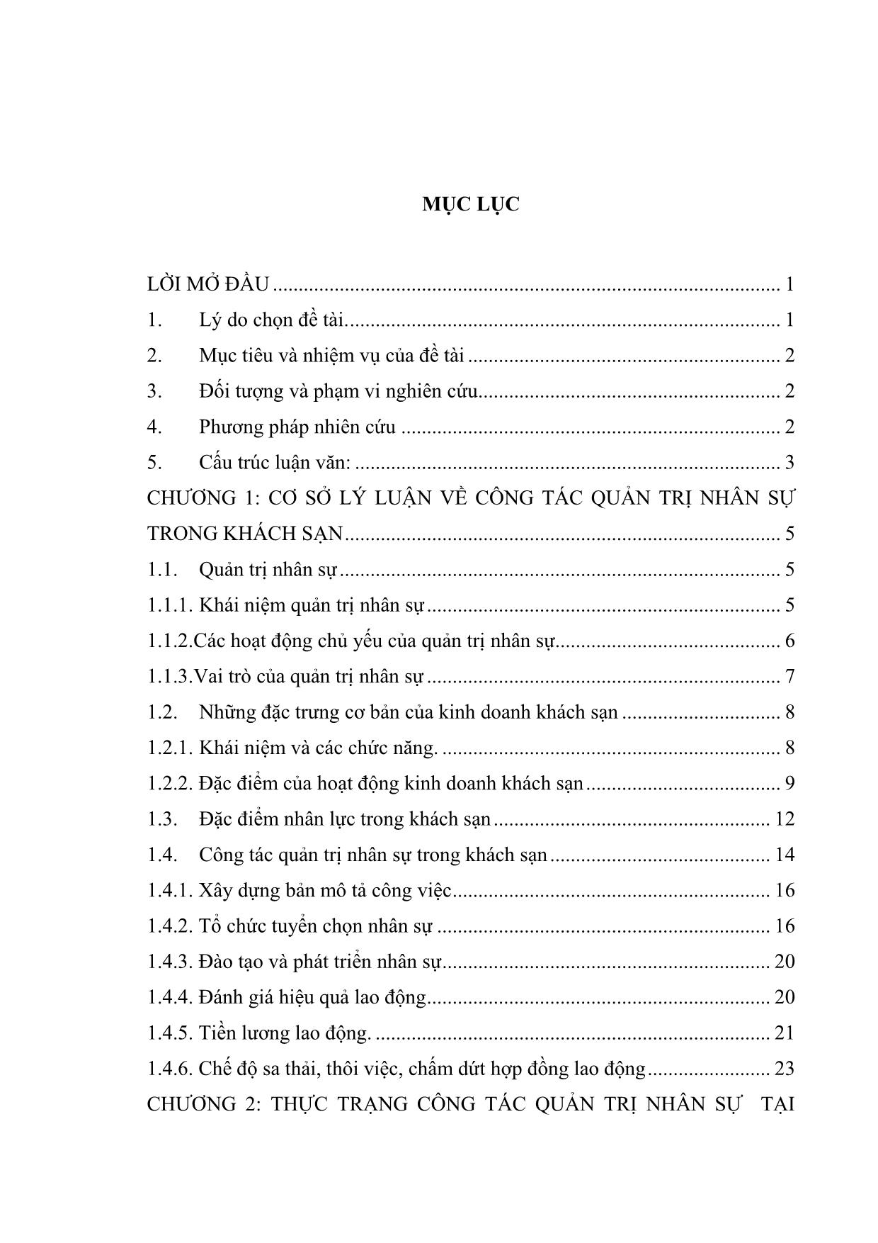 Tóm tắt luận văn Giải pháp hoàn thiện công tác quản trị nhân sự tại khách sạn Nam Cường - Hải Phòng trang 5