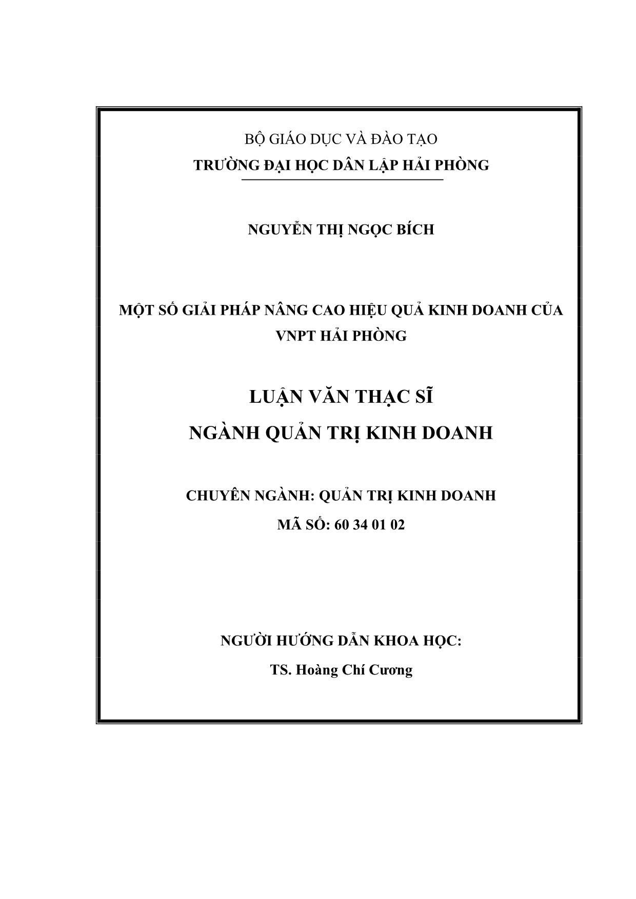 Tóm tắt luận văn Một số giải pháp nâng cao hiệu quả kinh doanh của VNPT Hải Phòng trang 2