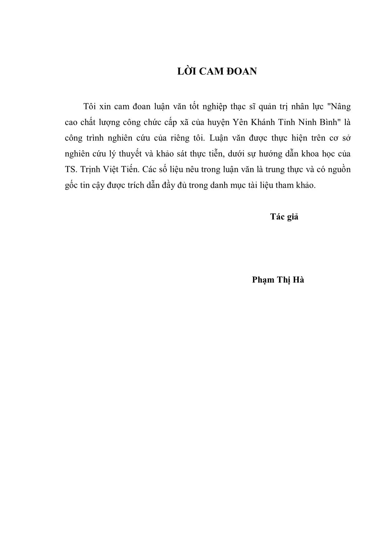 Luận văn Nâng cao chất lượng cán bộ, công chức cấp xã của huyện Yên Khánh tỉnh Ninh Bình trang 3