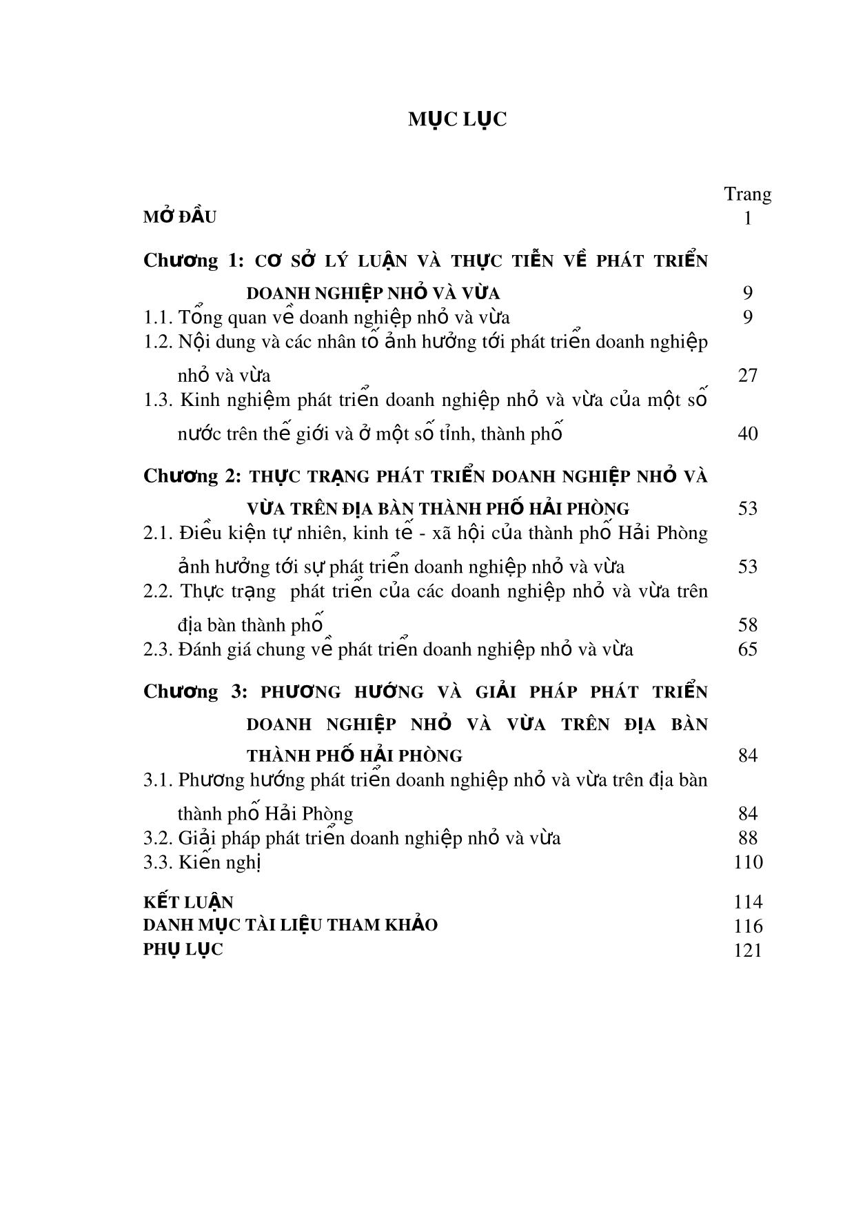 Tóm tắt Luận văn Phát triển doanh nghiệp nhỏ và vừa trên địa bàn thành phố Hải Phòng trong giai đoạn hiện nay trang 4