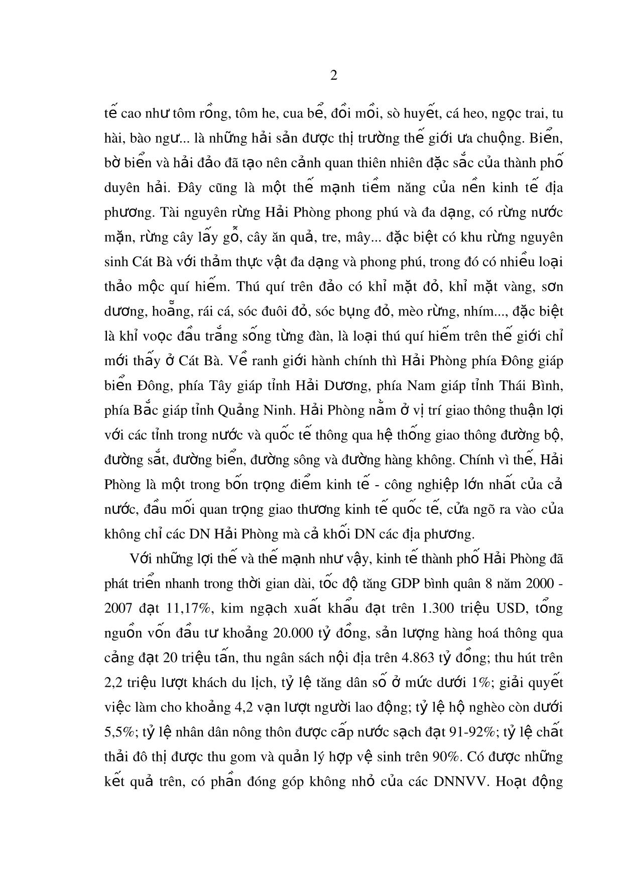 Tóm tắt Luận văn Phát triển doanh nghiệp nhỏ và vừa trên địa bàn thành phố Hải Phòng trong giai đoạn hiện nay trang 9