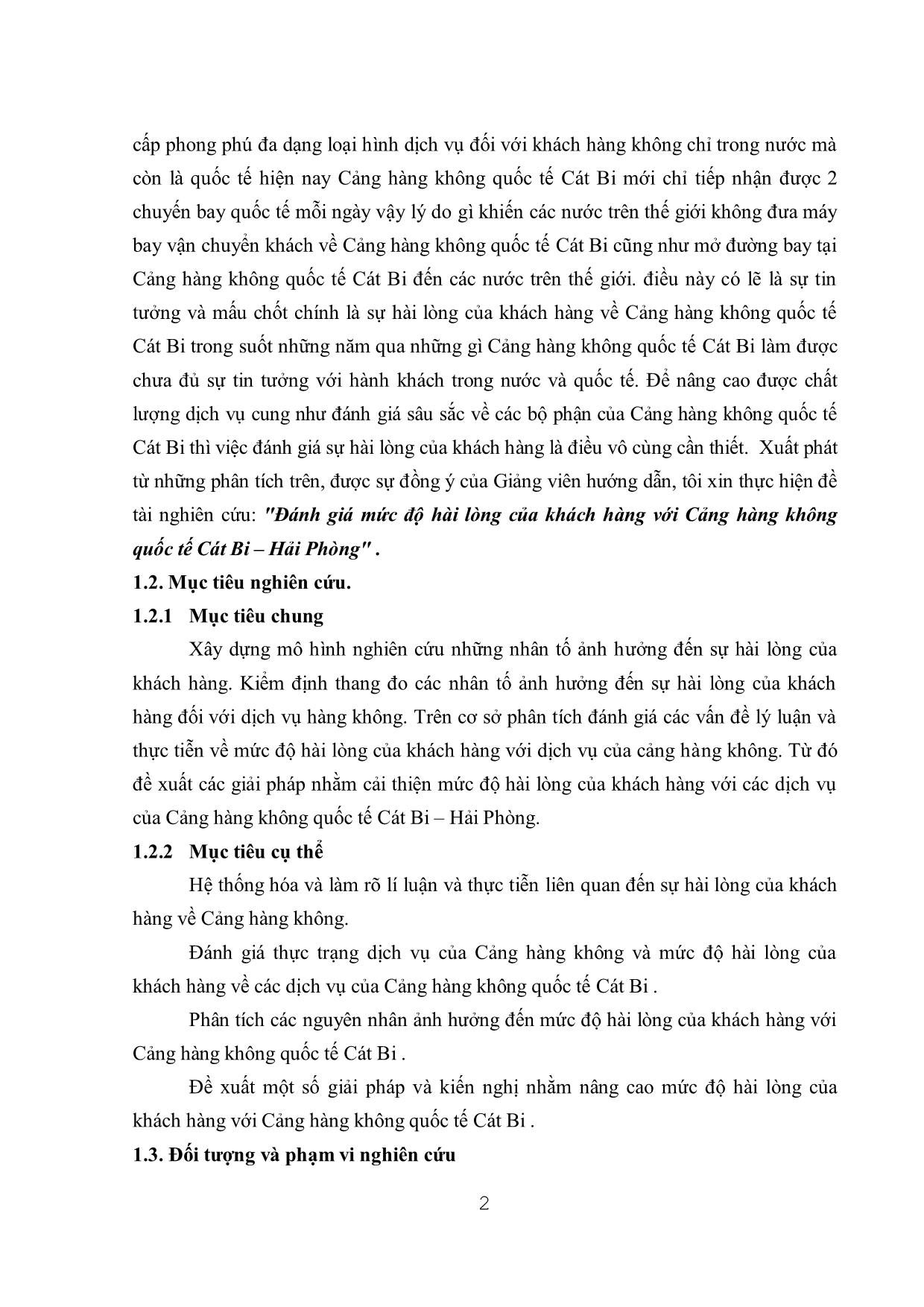 Tóm tắt Luận văn Đánh giá mức độ hài lòng của khách hàng tại cảng hàng không quốc tế Cát Bi - Hải Phòng trang 10