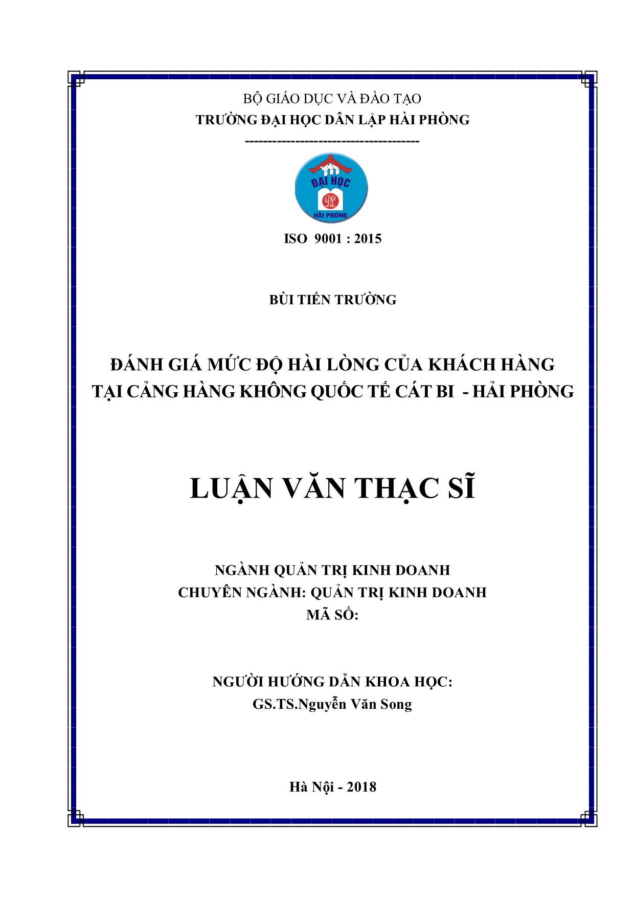 Tóm tắt Luận văn Đánh giá mức độ hài lòng của khách hàng tại cảng hàng không quốc tế Cát Bi - Hải Phòng trang 1