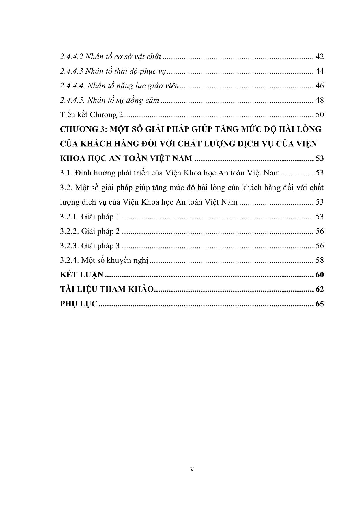 Tóm tắt Luận văn Đánh giá sự hài lòng khách hàng với chất lượng dịch vụ của viện khoa học an toàn Việt Nam trang 7