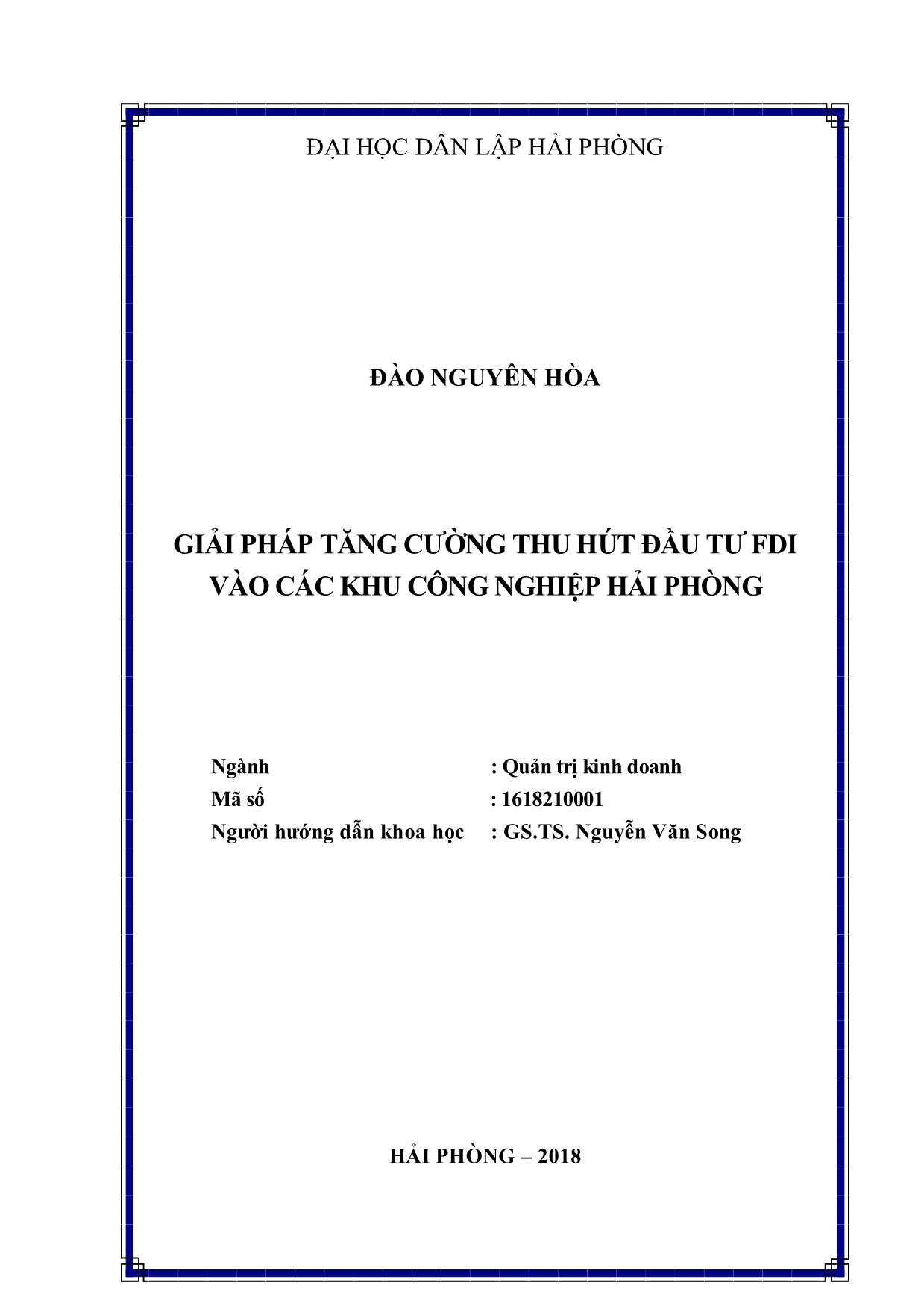 Tóm tắt Luận văn Giải pháp tăng cường thu hút đầu tư FDI vào các khu công nghiệp Hải Phòng trang 2