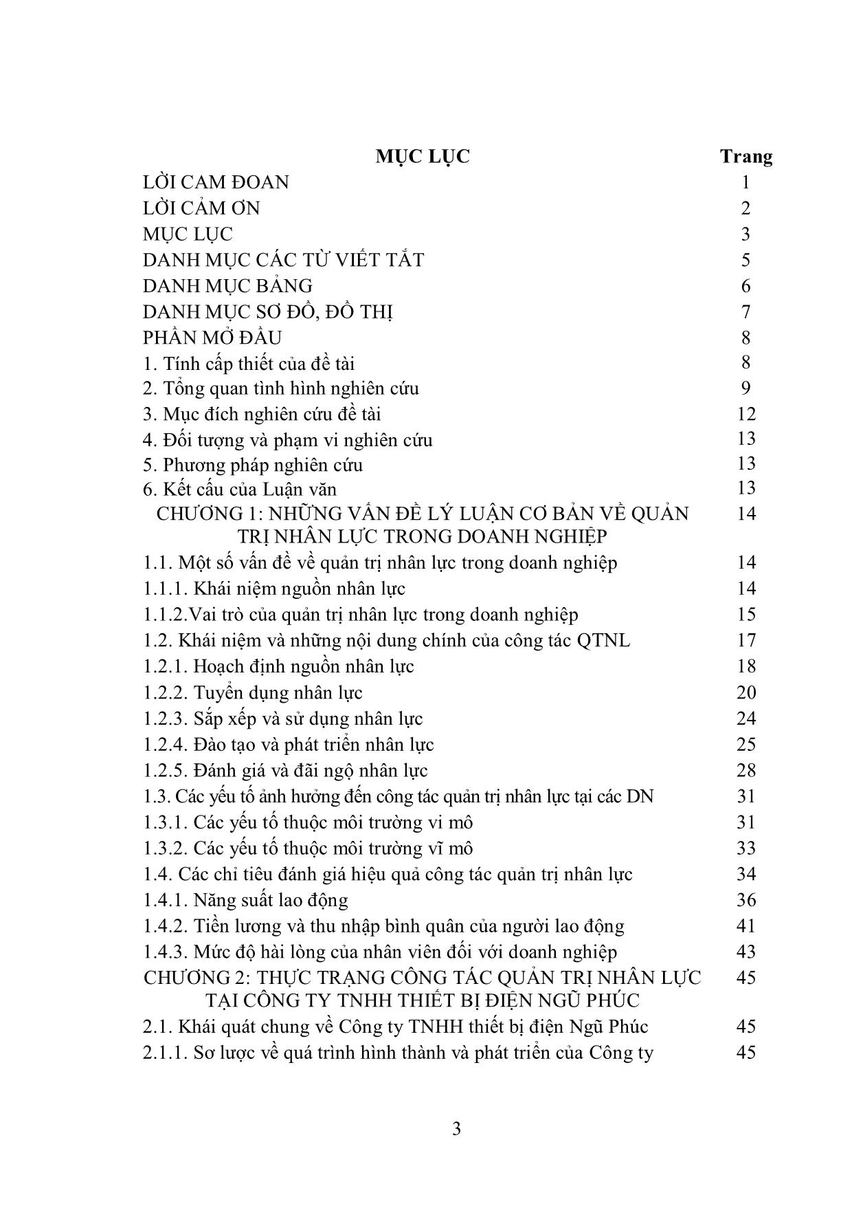 Tóm tắt Luận văn Hoàn thiện công tác quản trị nhân lực tại công ty TNHH thiết bị điện Ngũ Phúc trang 5